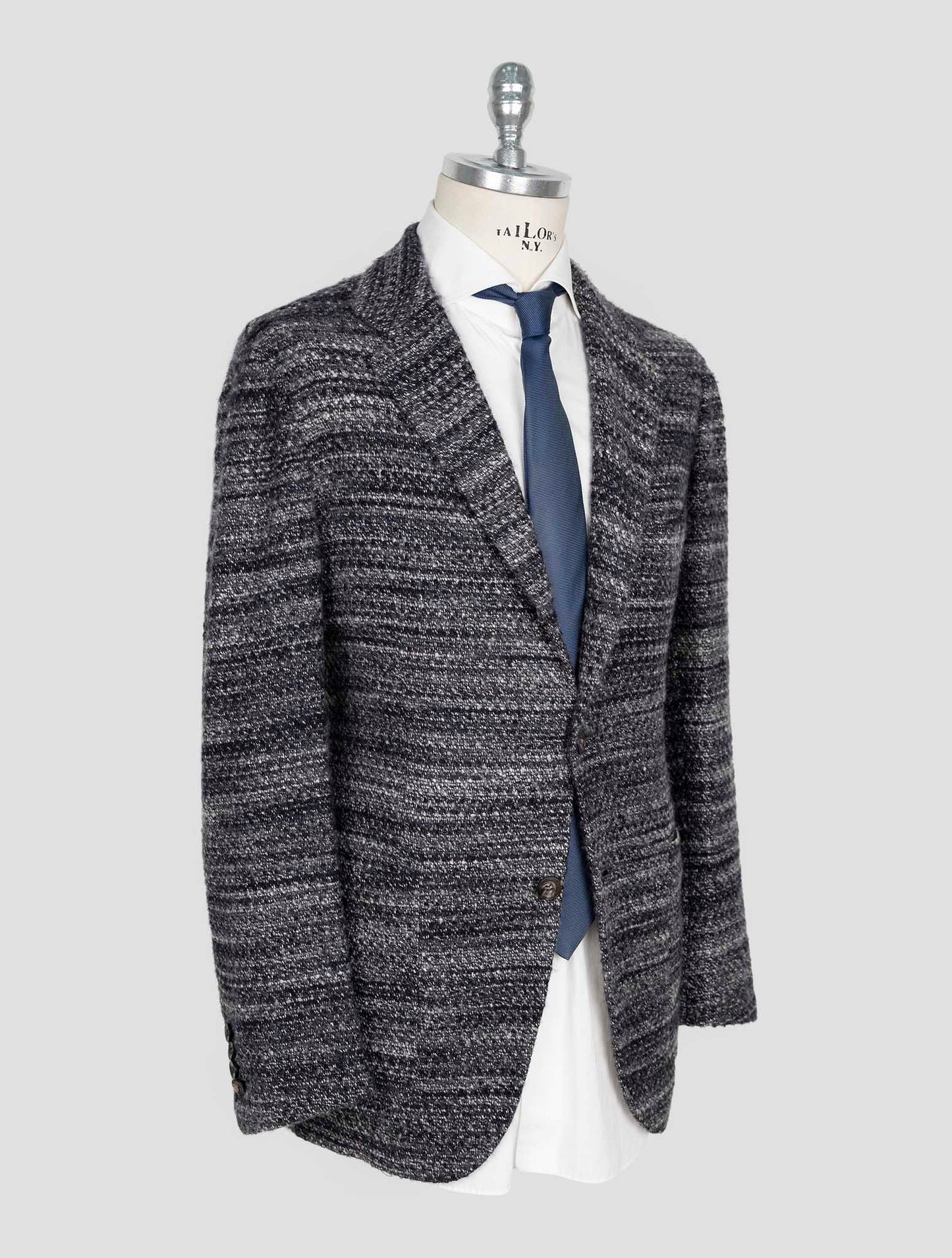 Kiton Dark Gray White Cashmere Silk Blazer