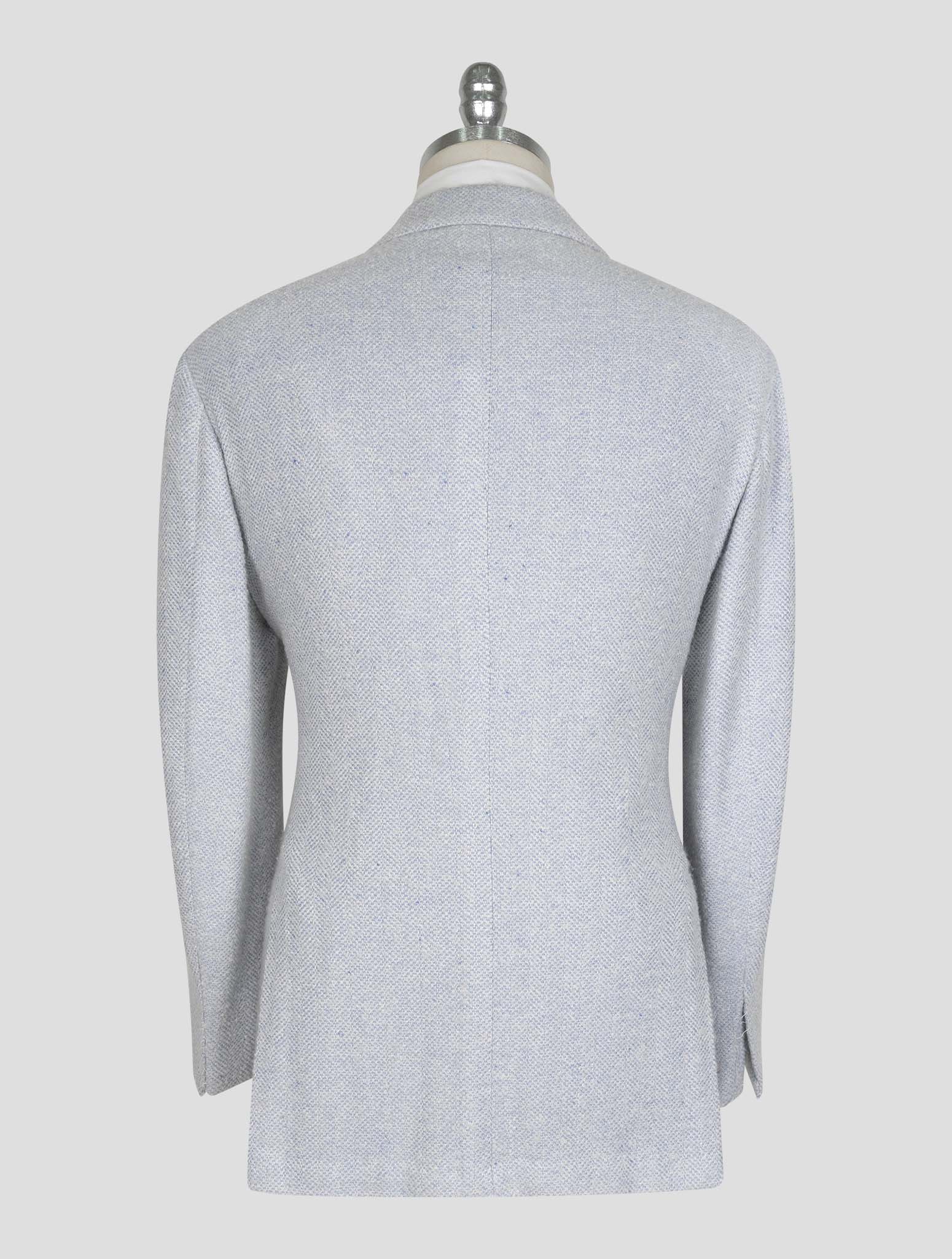 Kiton Light Blue White Cashmere Silk Blazer