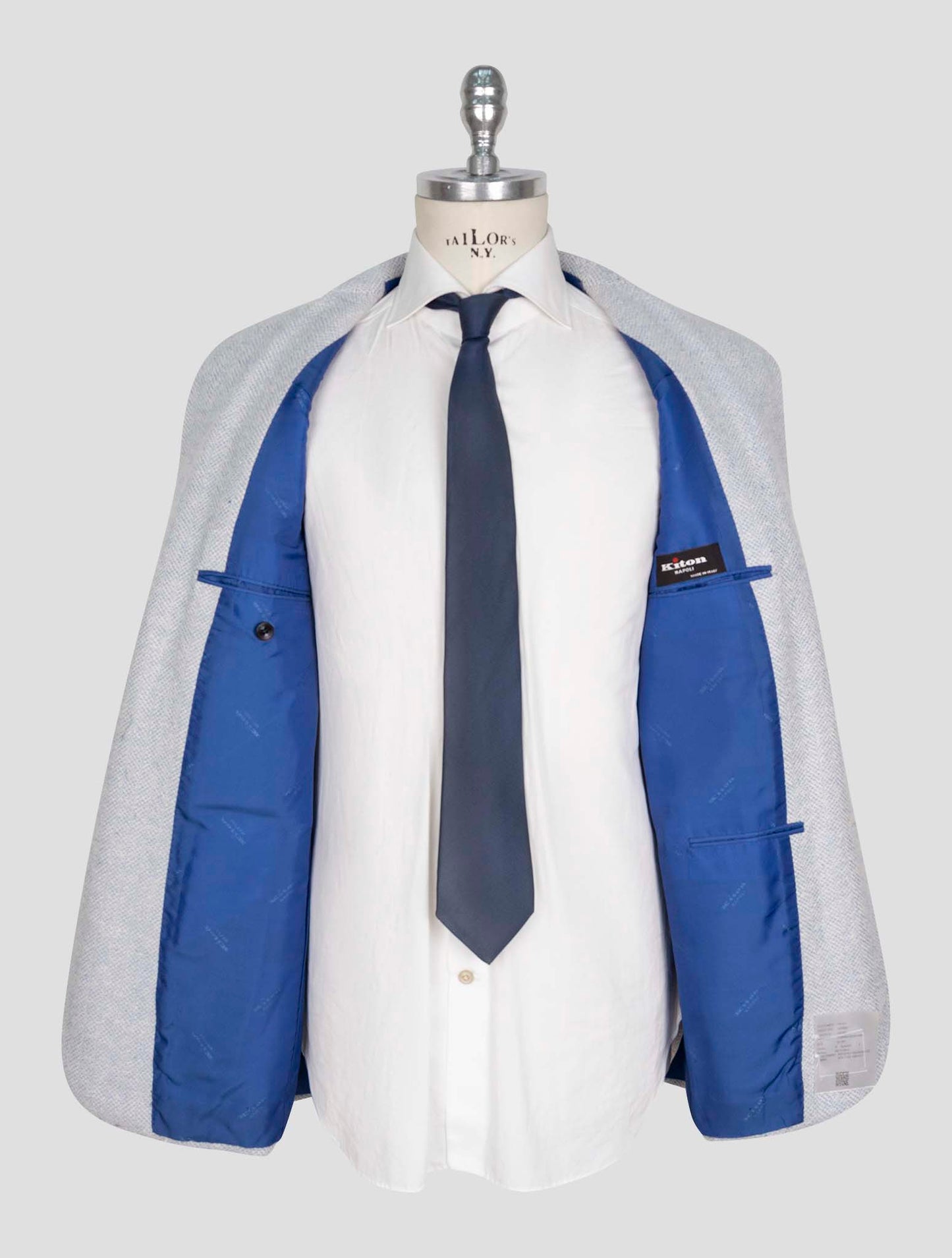 Kiton Light Blue White Cashmere Silk Blazer