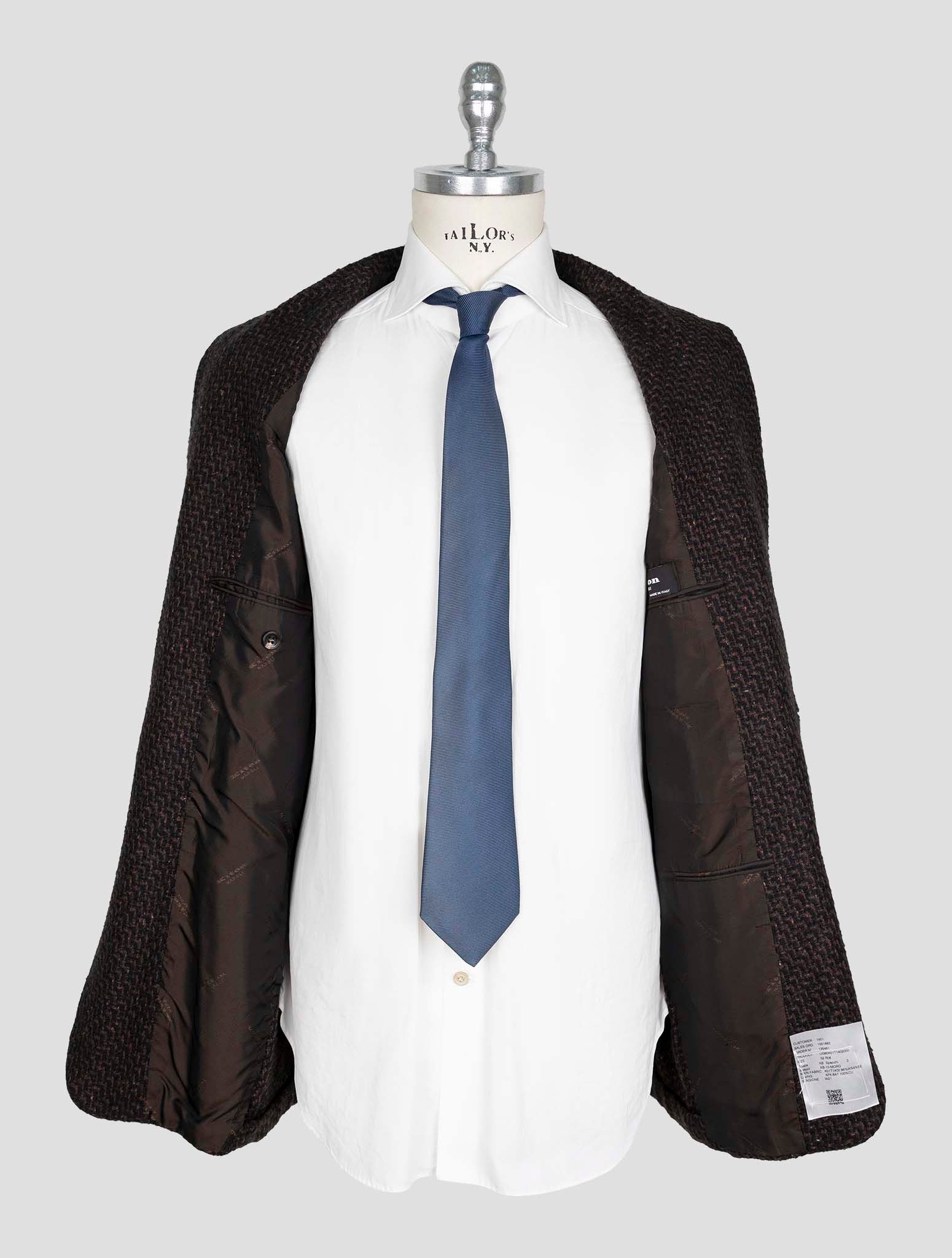 Kiton Brown Black Cashmere Silk Blazer