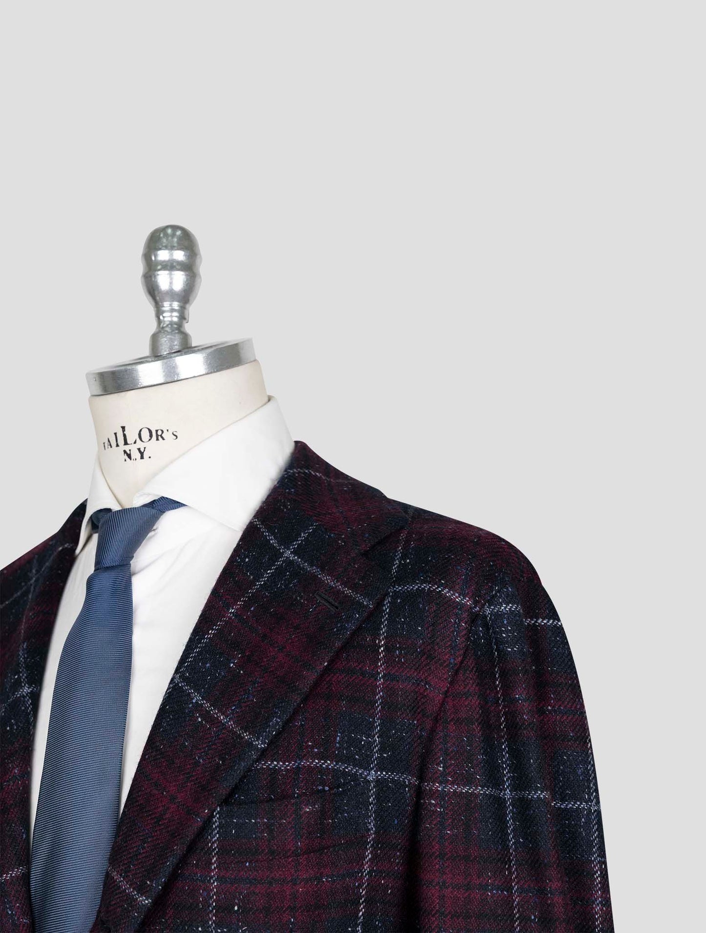 Kiton Burgundy Blue Cashmere Blazer