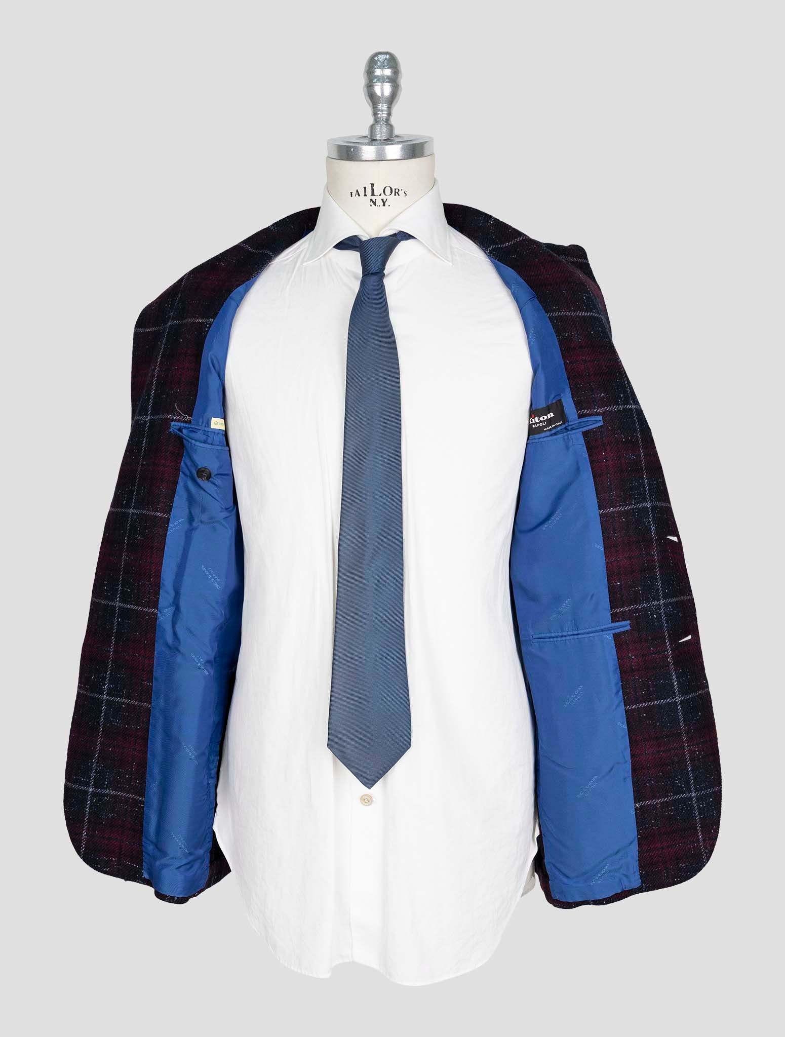 Kiton Burgundy Blue Cashmere Blazer