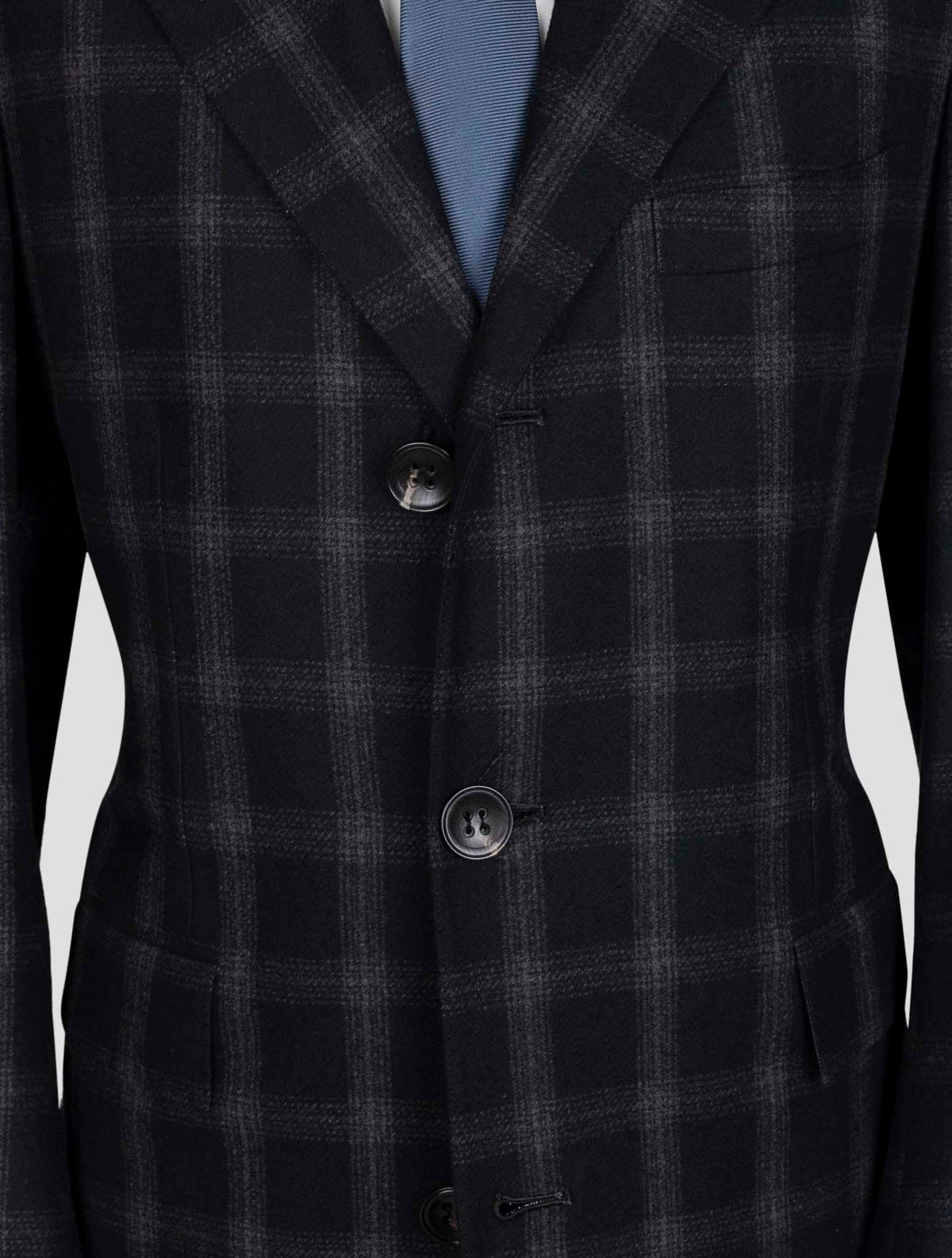 Kiton Dark Gray Virgin Wool 14 Micron Overcoat