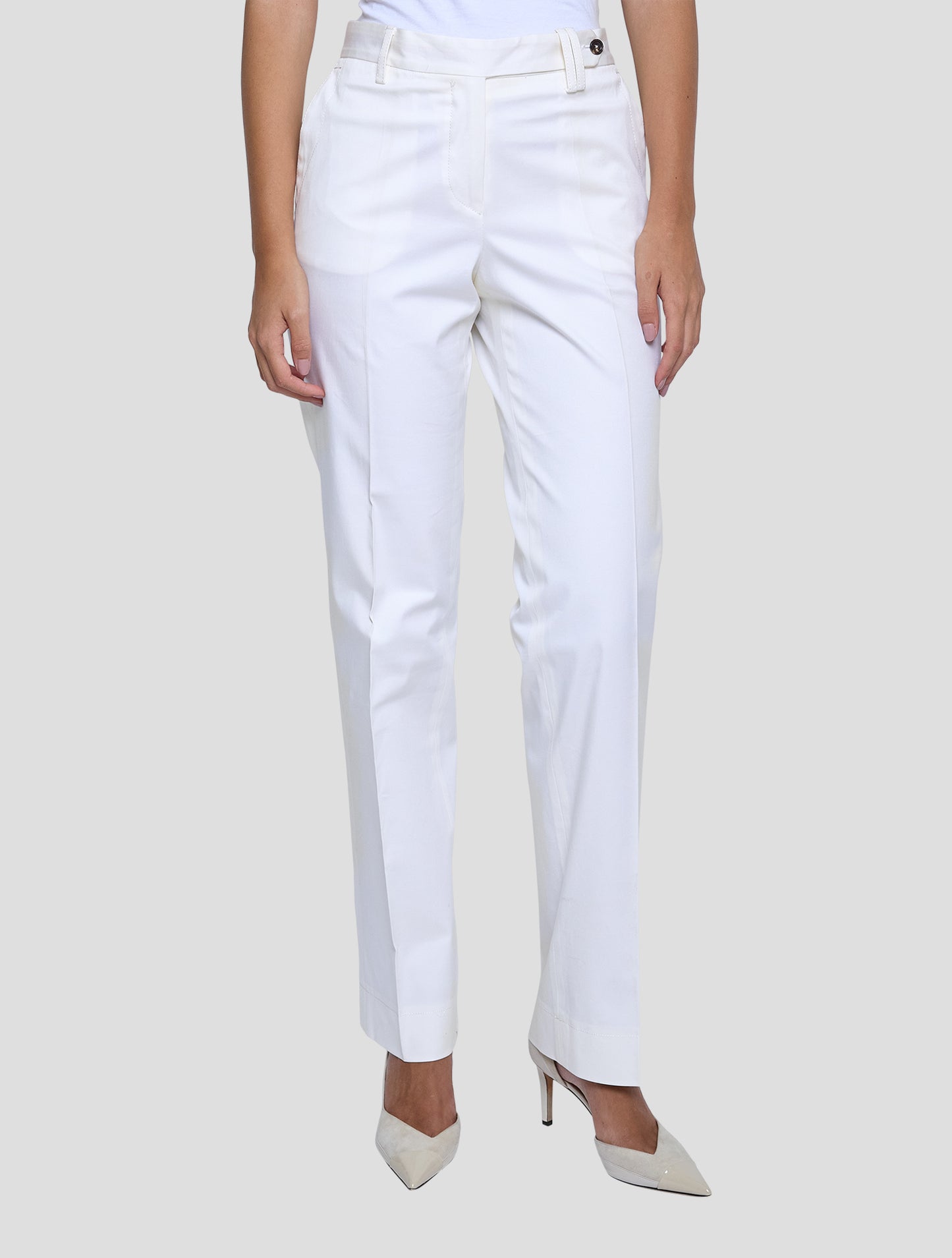 Kiton White Cotton Ea Pants Women