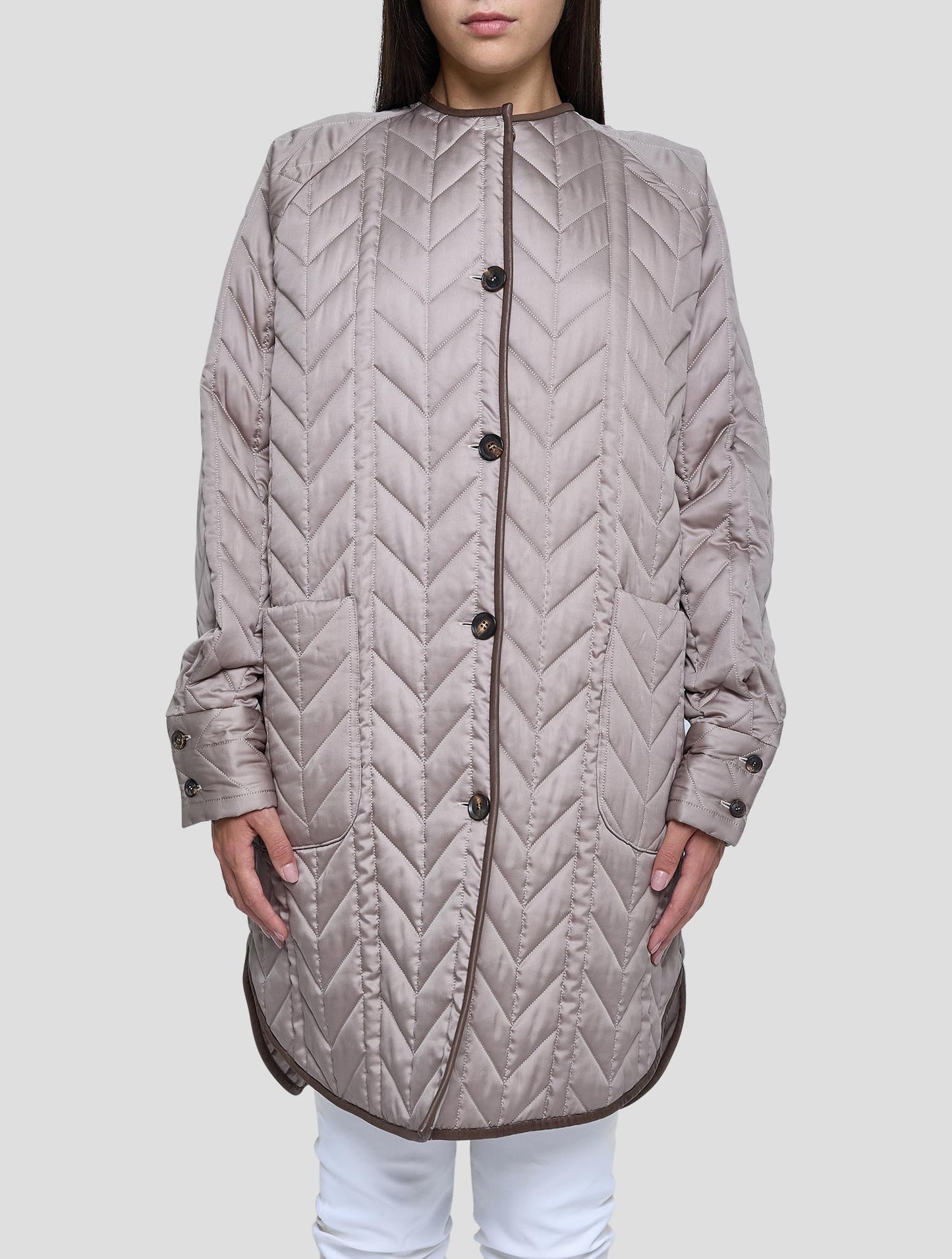 Kiton Brown Silk Overcoat Women