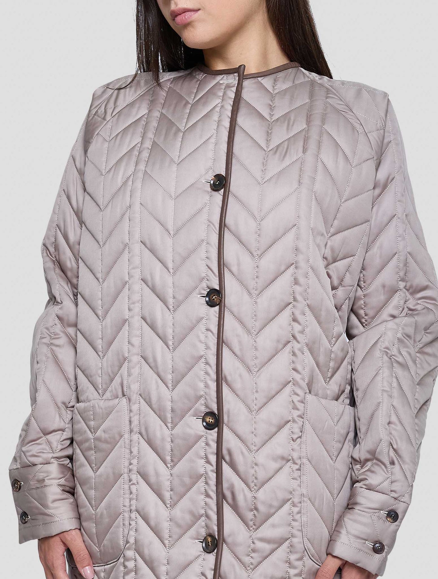 Kiton Brown Silk Overcoat Women
