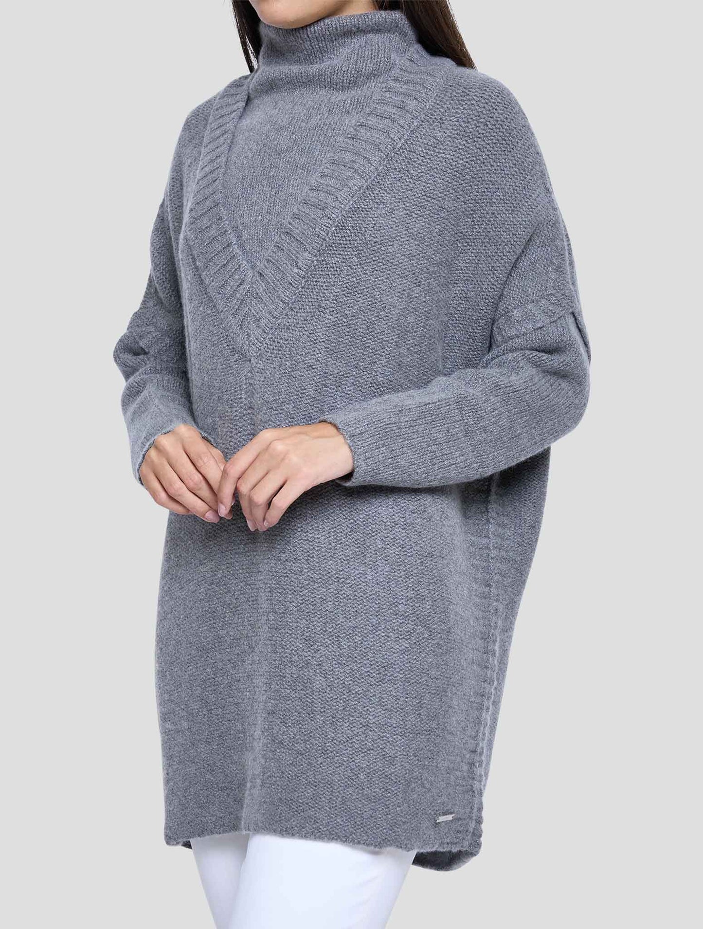 Kiton Gray Cashmere Zibellino Sweater Turtleneck Women