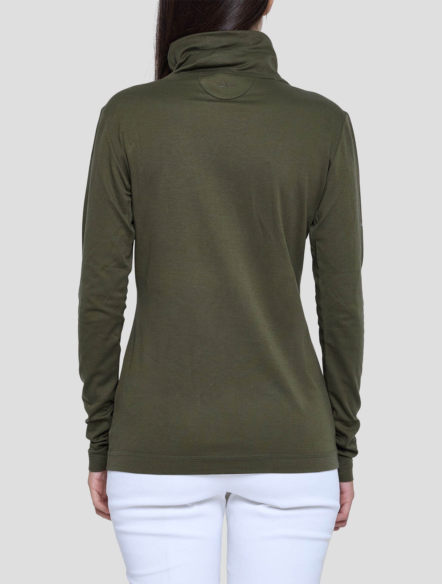 Kiton Green Cotton Sweater Turtleneck Women