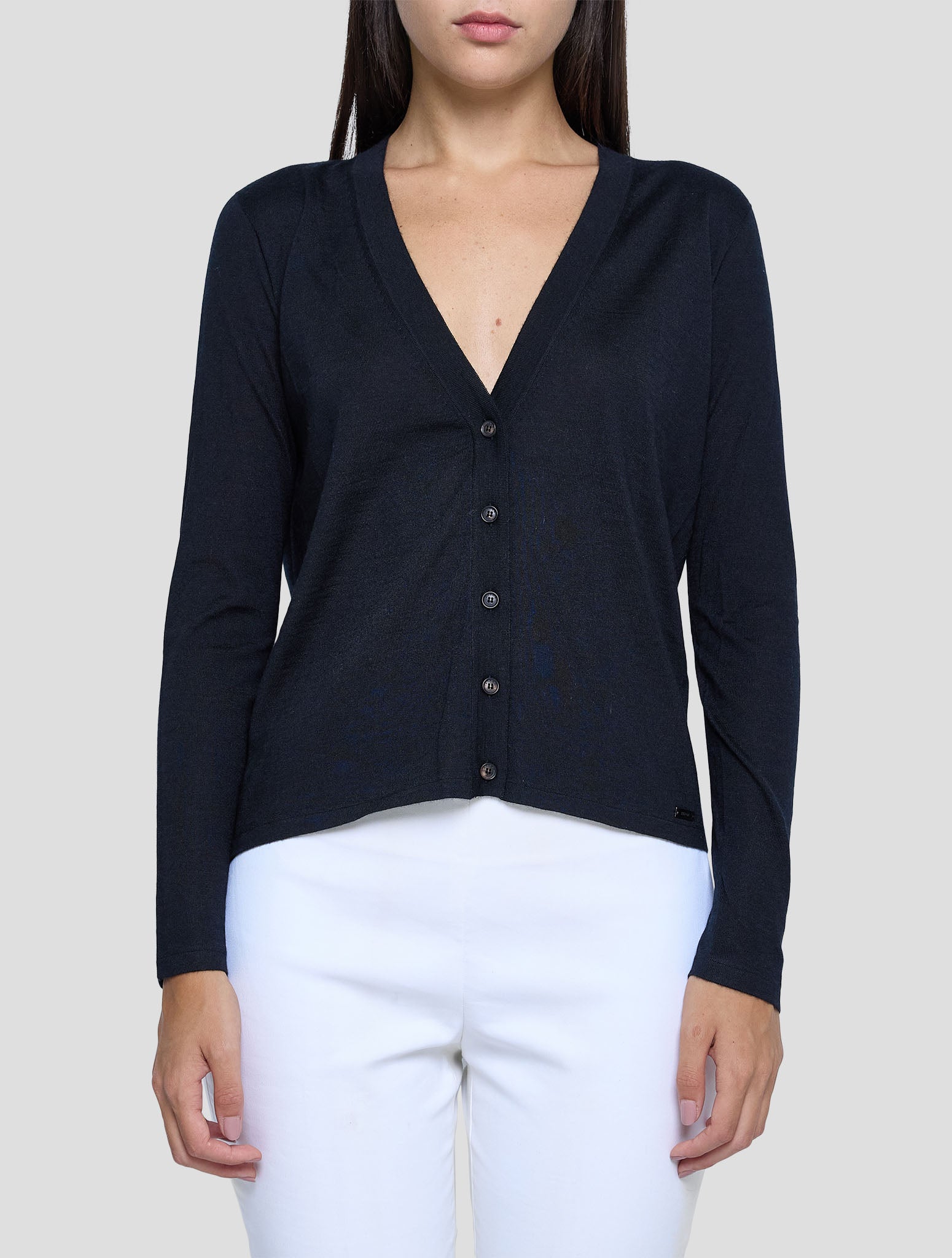 Kiton Black Cashmere Silk Cardigan Women