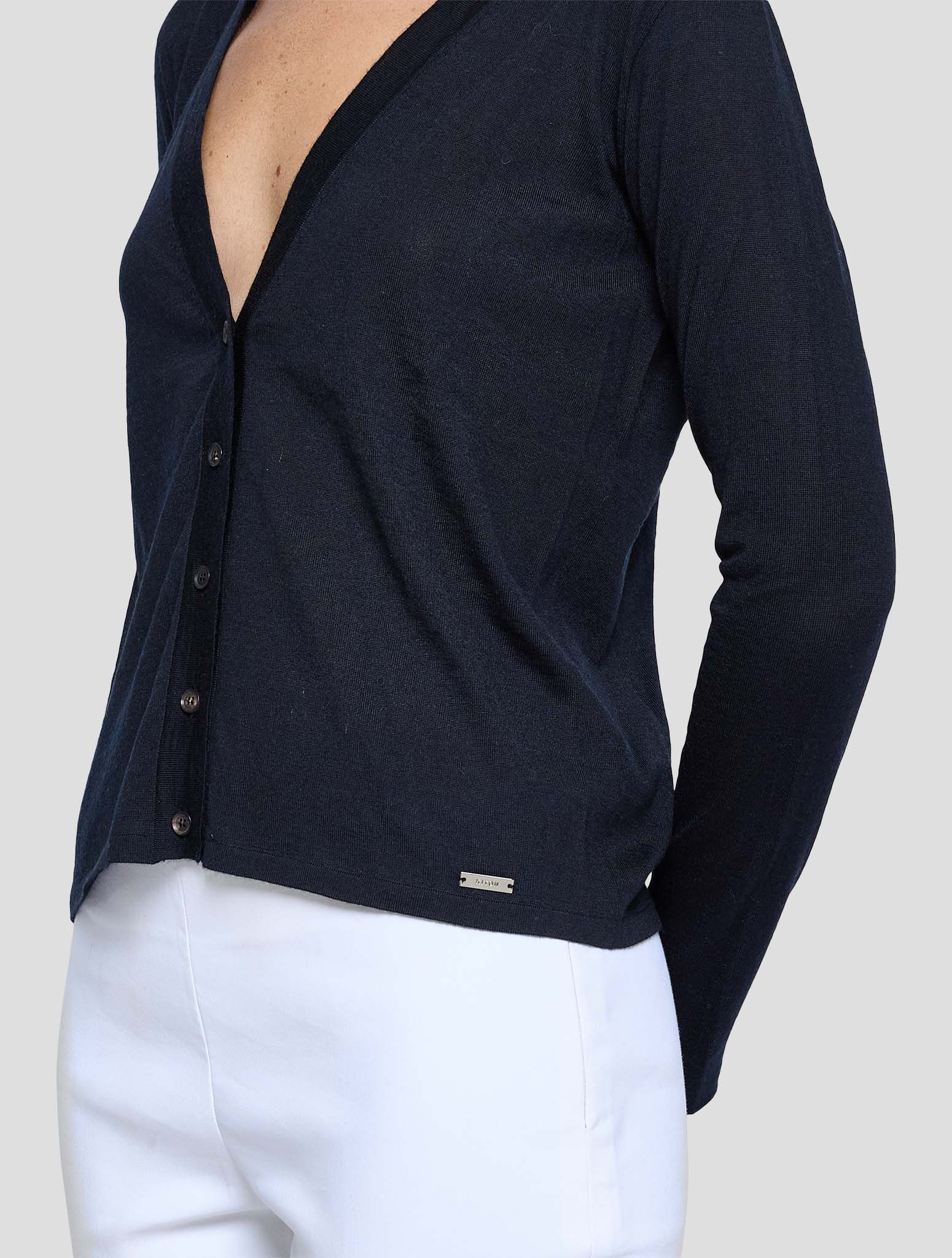 Kiton Black Cashmere Silk Cardigan Women