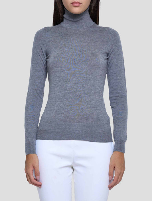 Kiton Gray Cashmere Silk Sweater Turtleneck Women
