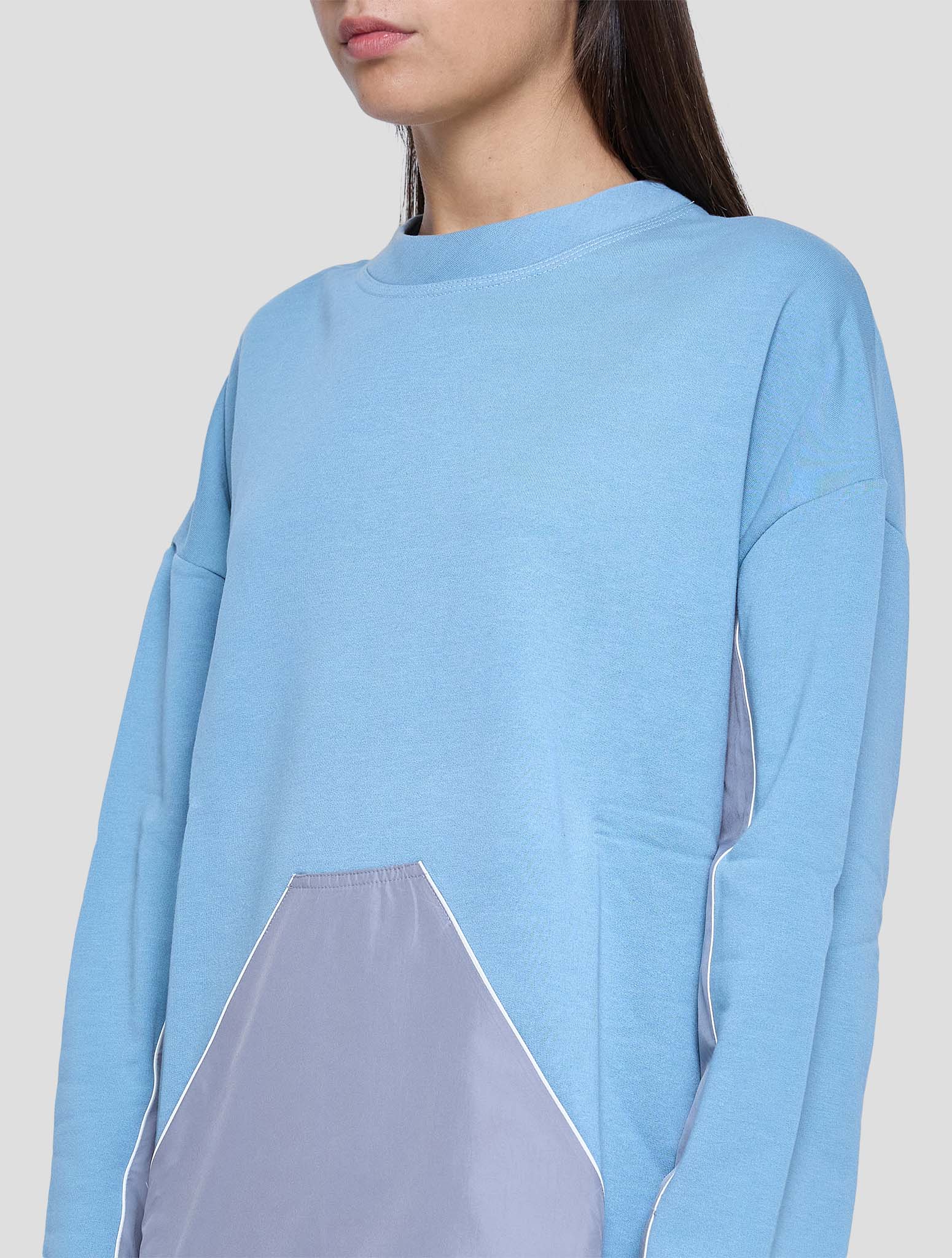 Kiton Light Blue Cotton Cashmere Sweater Crewneck Women