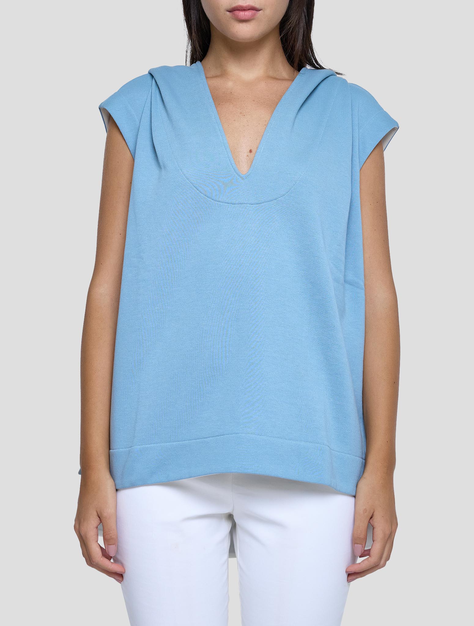 Kiton Light Blue Cotton Cashmere Sweater Crewneck Women