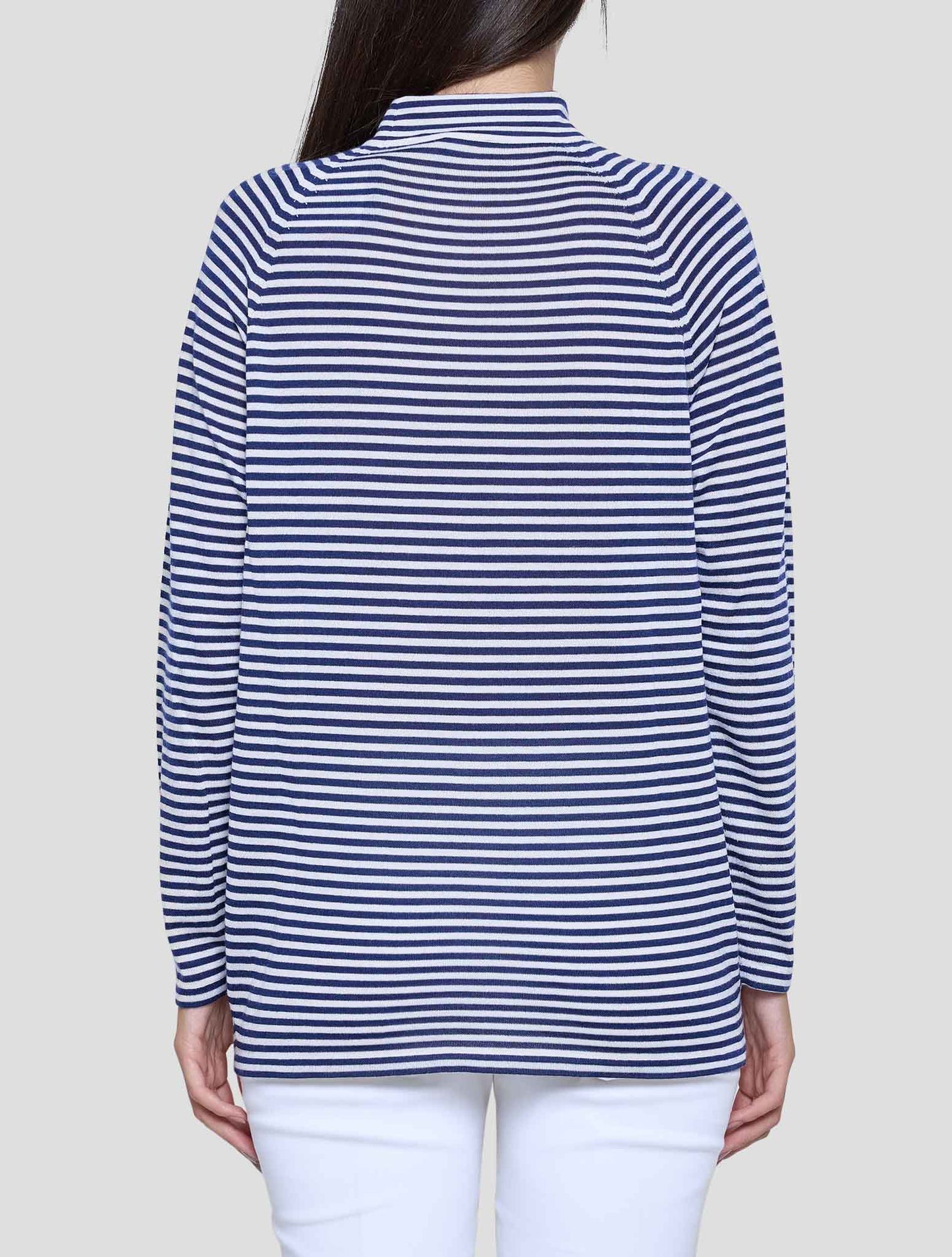 Kiton Blue White Cashmere Silk Sweater Turtleneck Women