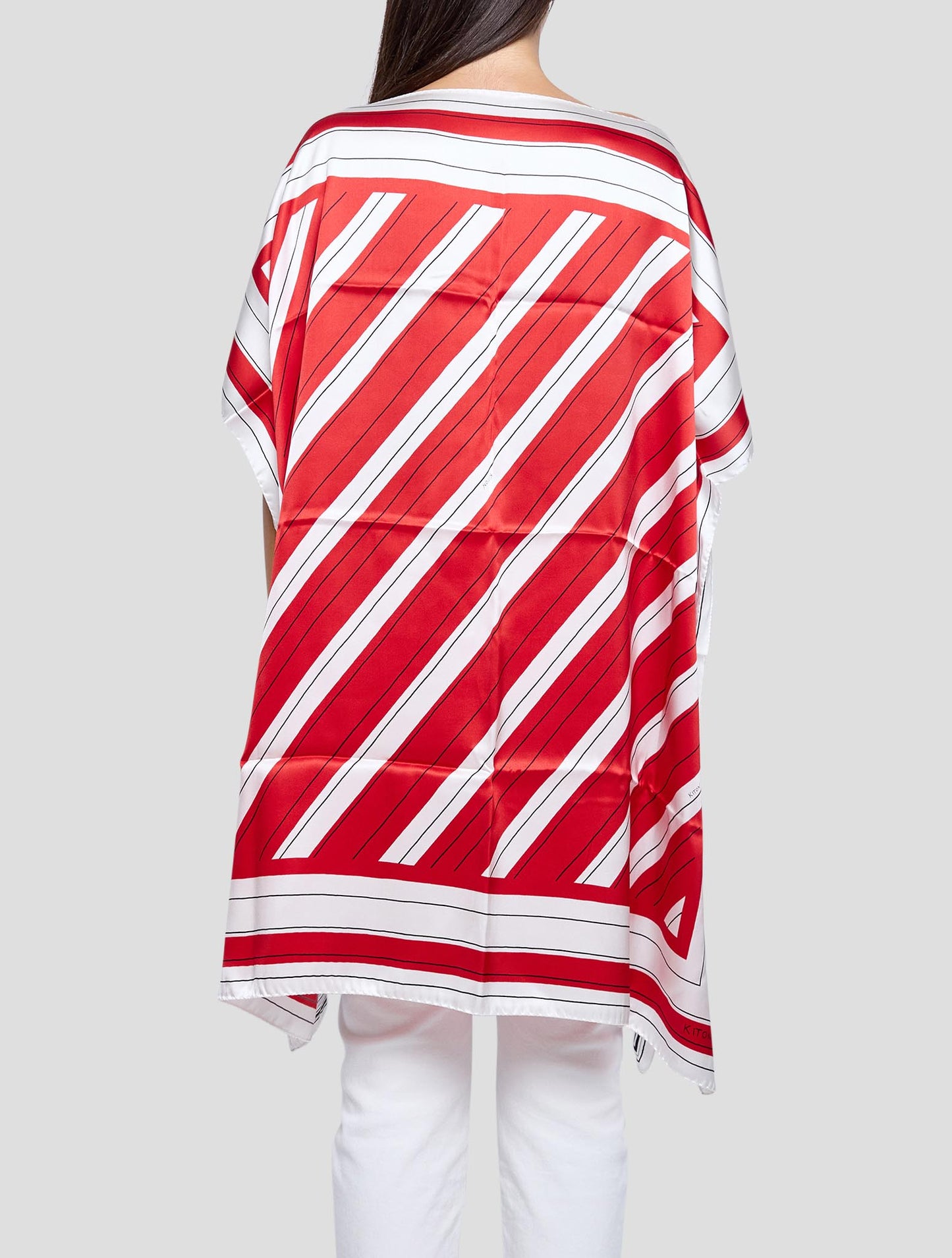Kiton Red White Cotton Silk Blusa Women 90x90