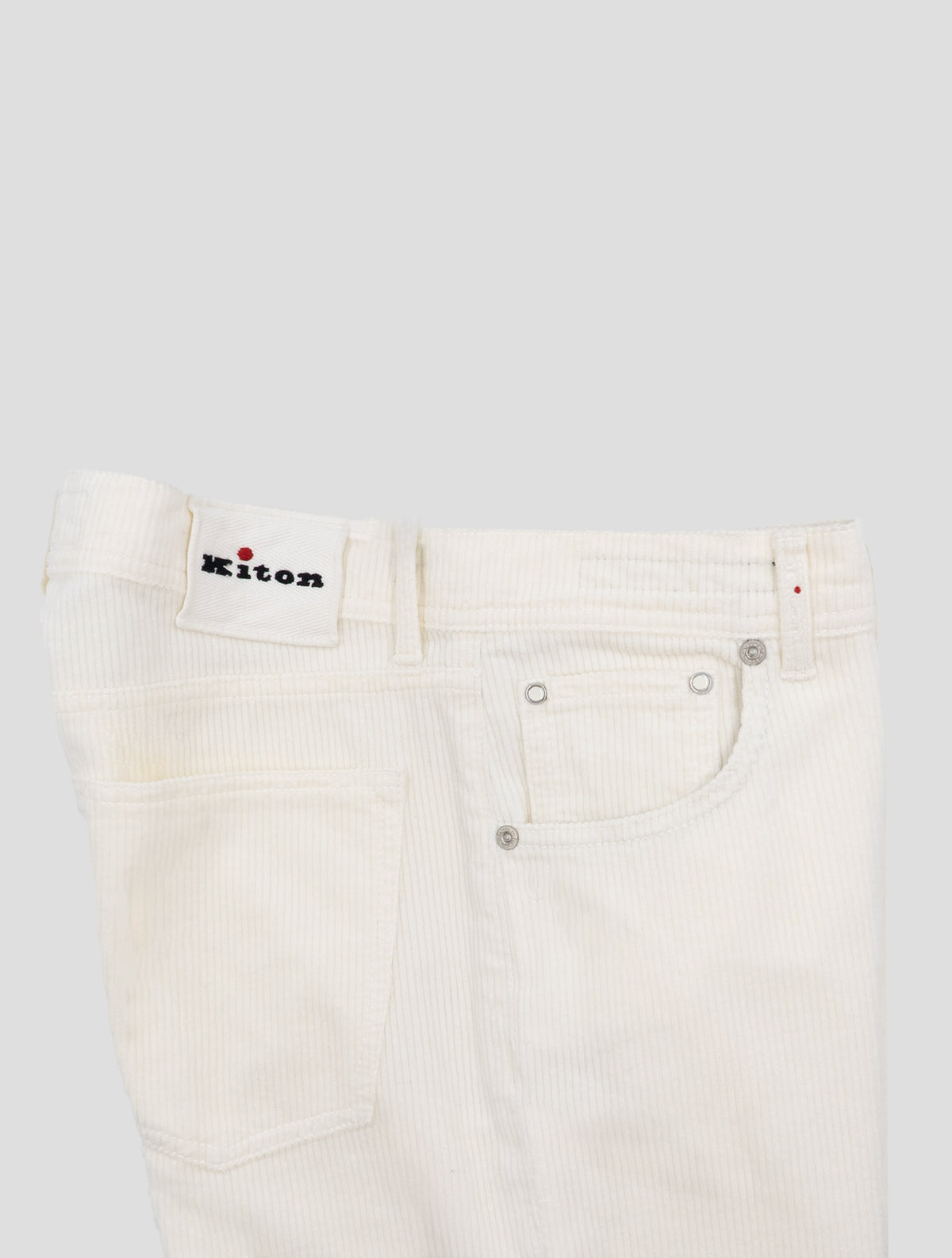 Kiton White Cotton Cashmere Ea Velvet Jeans