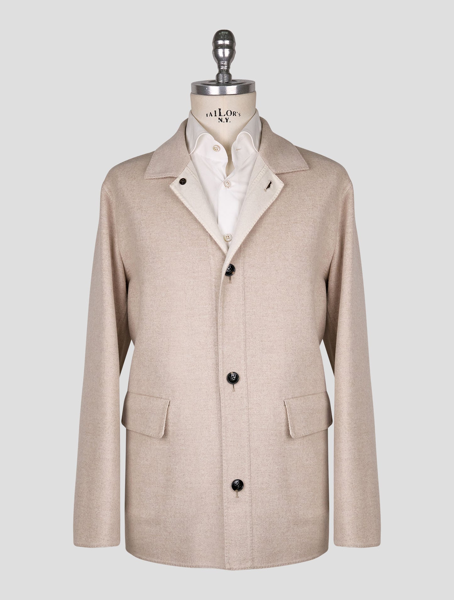 Kiton Beige Wool Cashmere Coat