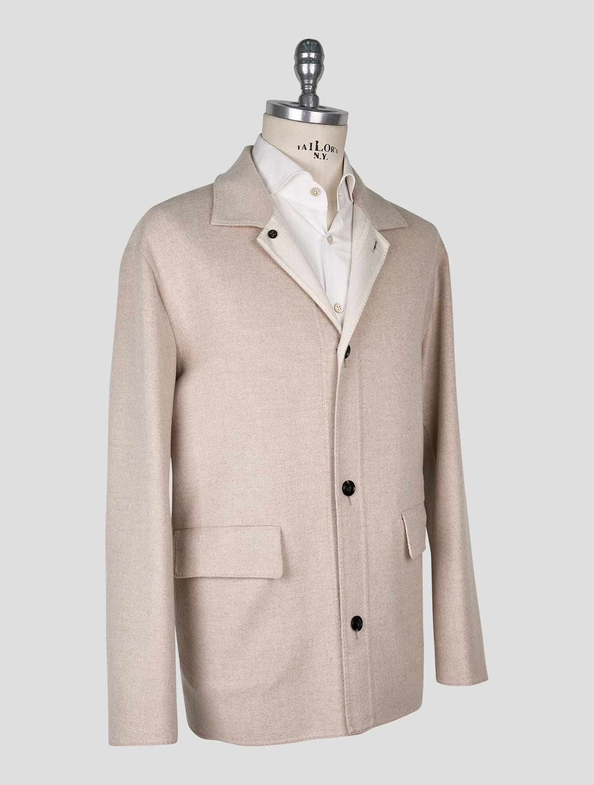 Kiton Beige Wool Cashmere Coat