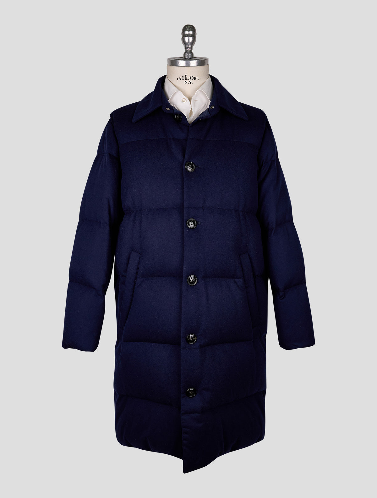Kiton Blue Cashmere Ea Overcoat