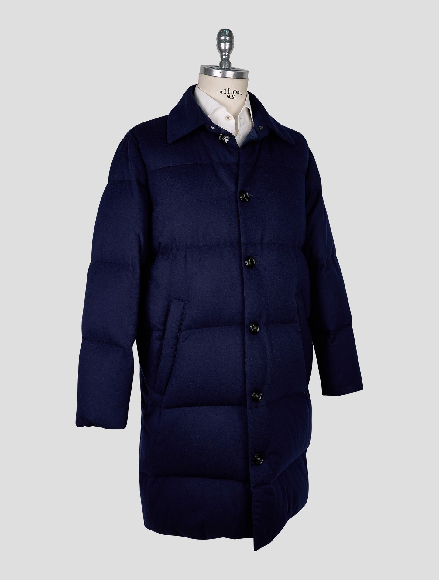 Kiton Blue Cashmere Ea Overcoat