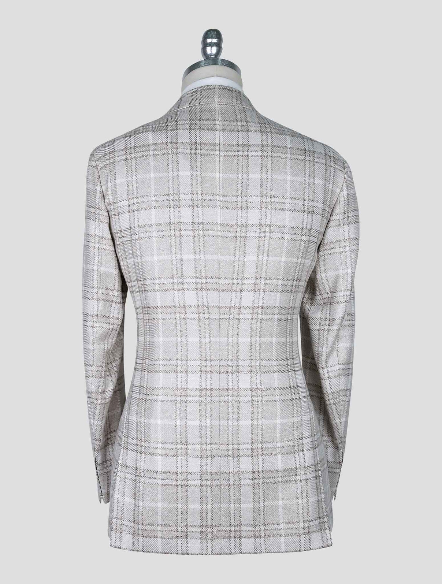 Kiton Beige White Wool Cashmere Silk Linen Blazer