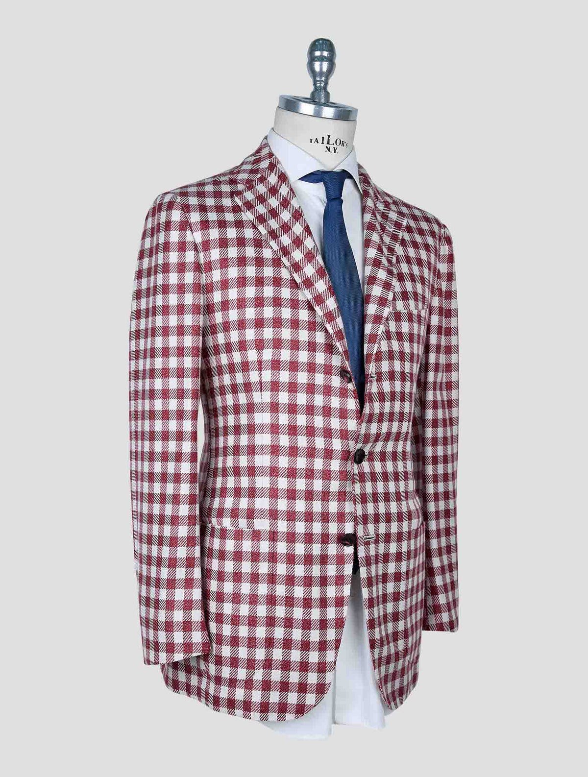 Kiton Red White Wool Cashmere Silk Linen Blazer