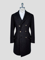 Kiton Brown Black Virgin Wool Cashmere Silk Overcoat