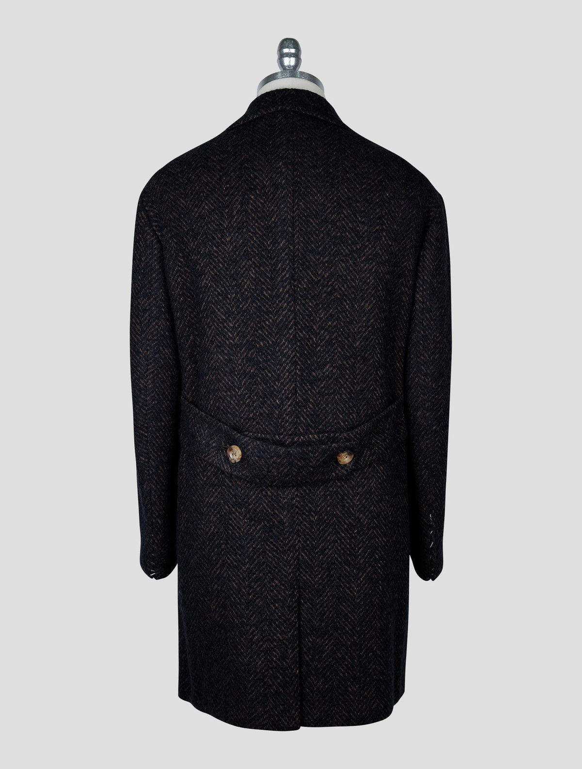 Kiton Brown Black Virgin Wool Cashmere Silk Overcoat