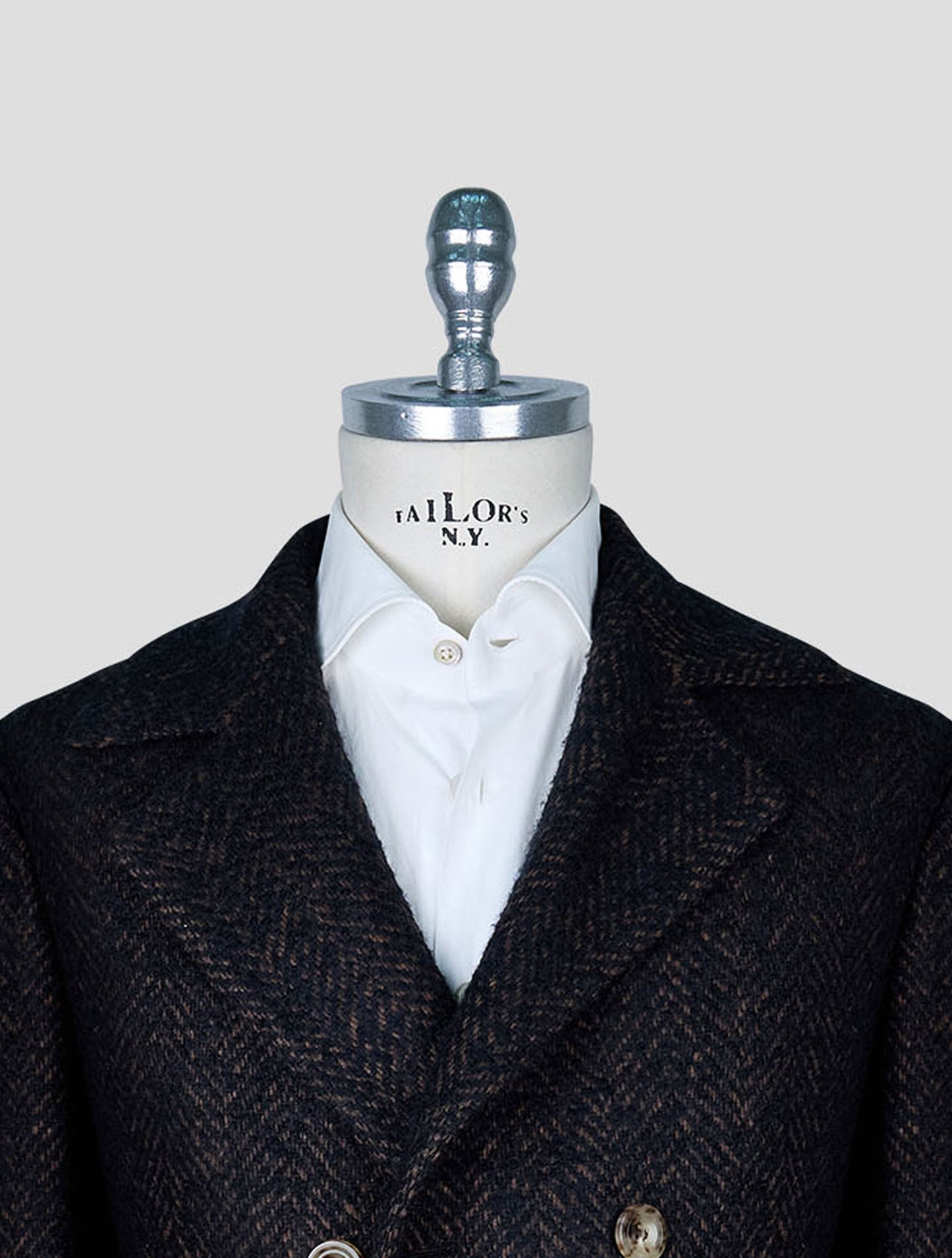 Kiton Brown Black Virgin Wool Cashmere Silk Overcoat