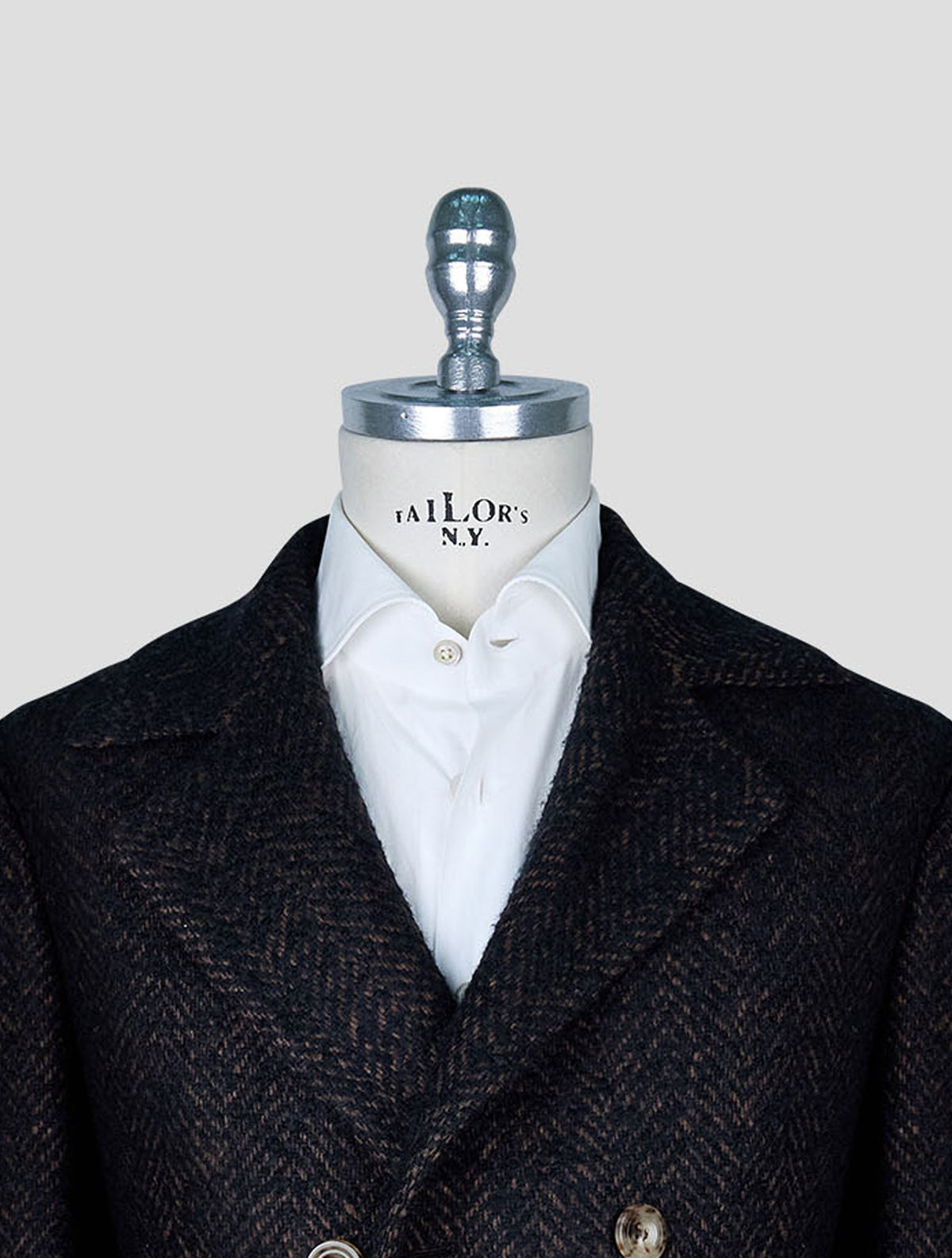 Kiton Brown Black Virgin Wool Cashmere Silk Overcoat