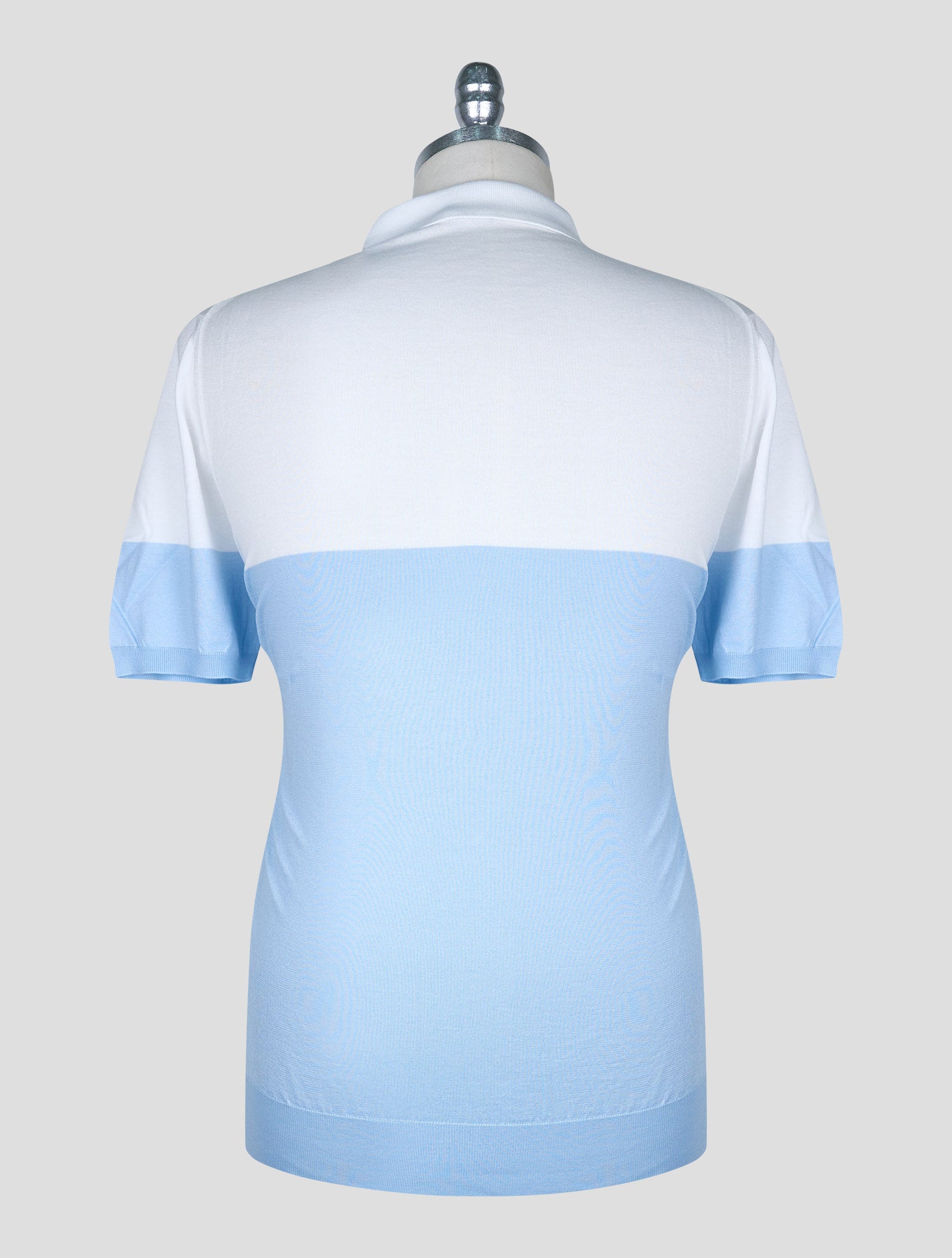Kiton Light Blue White Cotton Polo