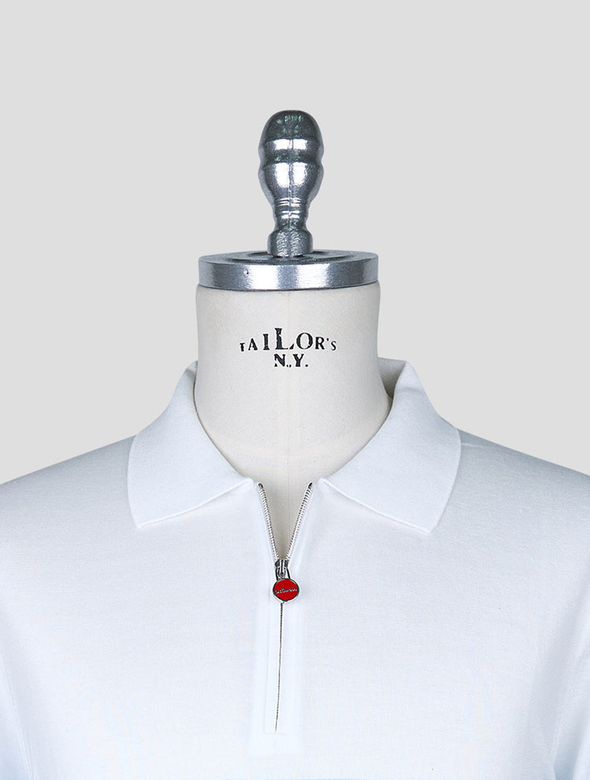 Kiton Light Blue White Cotton Polo