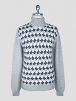 Kiton Gray White Cashmere Sweater Turtleneck
