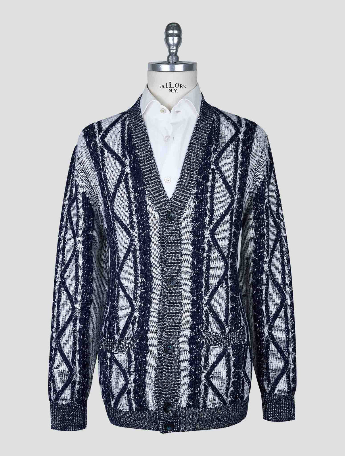 Kiton Blue Gray Cashmere Cardigan