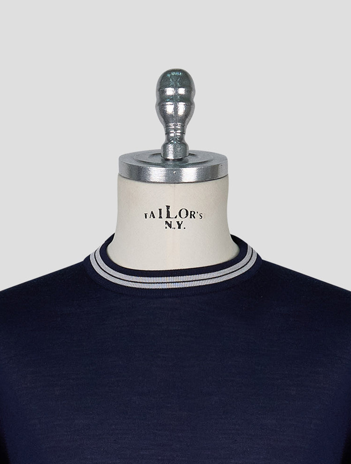 Kiton Blue Wool Sweater Crewneck
