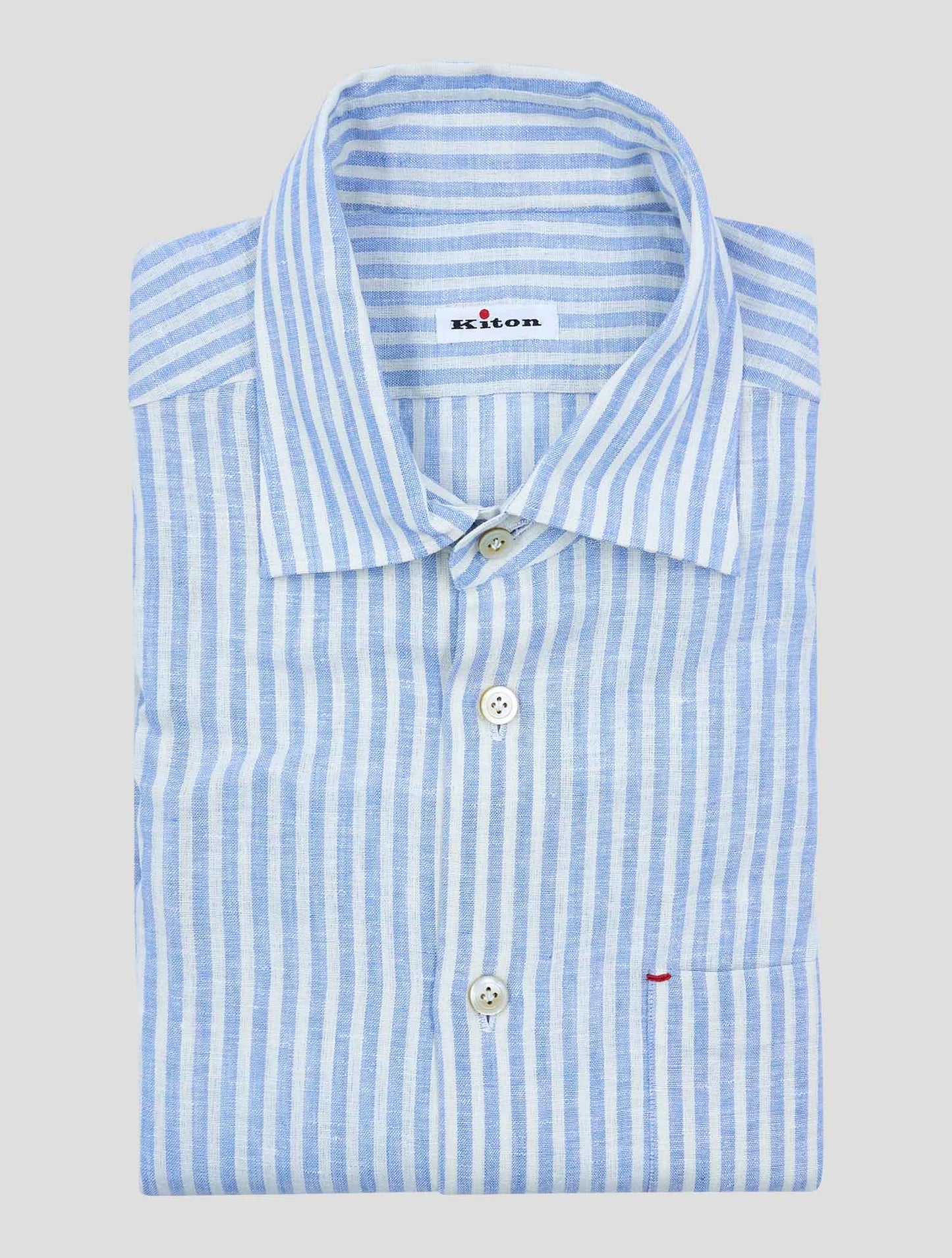Kiton Gray White Linen Pl Ea Shirt Nerano