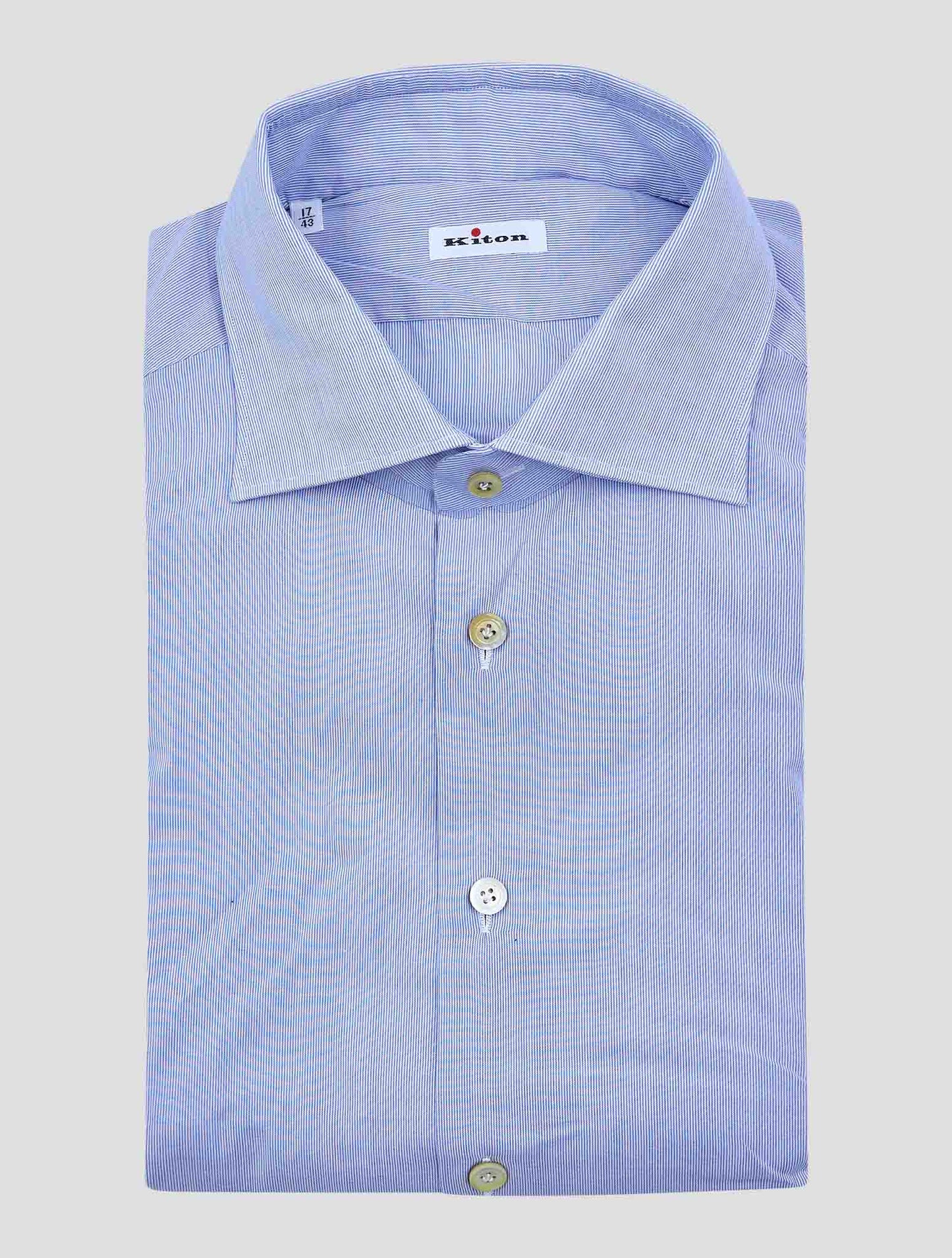 Kiton Light Blue White Cotton Shirt