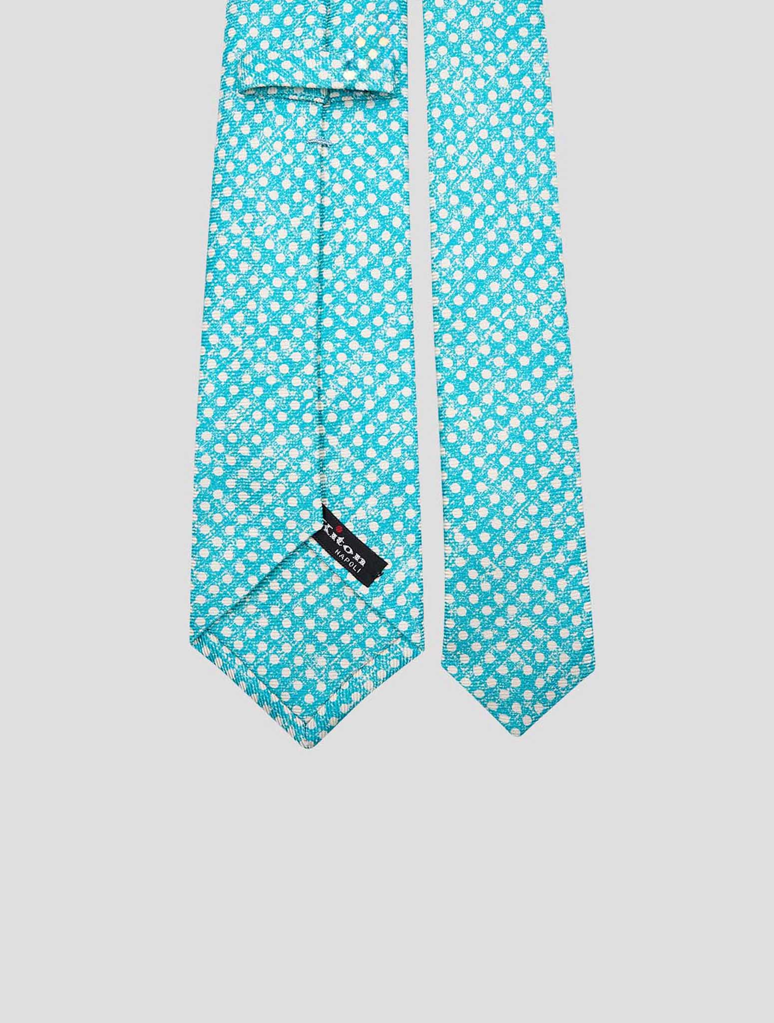 Kiton Light Blue White Silk Tie