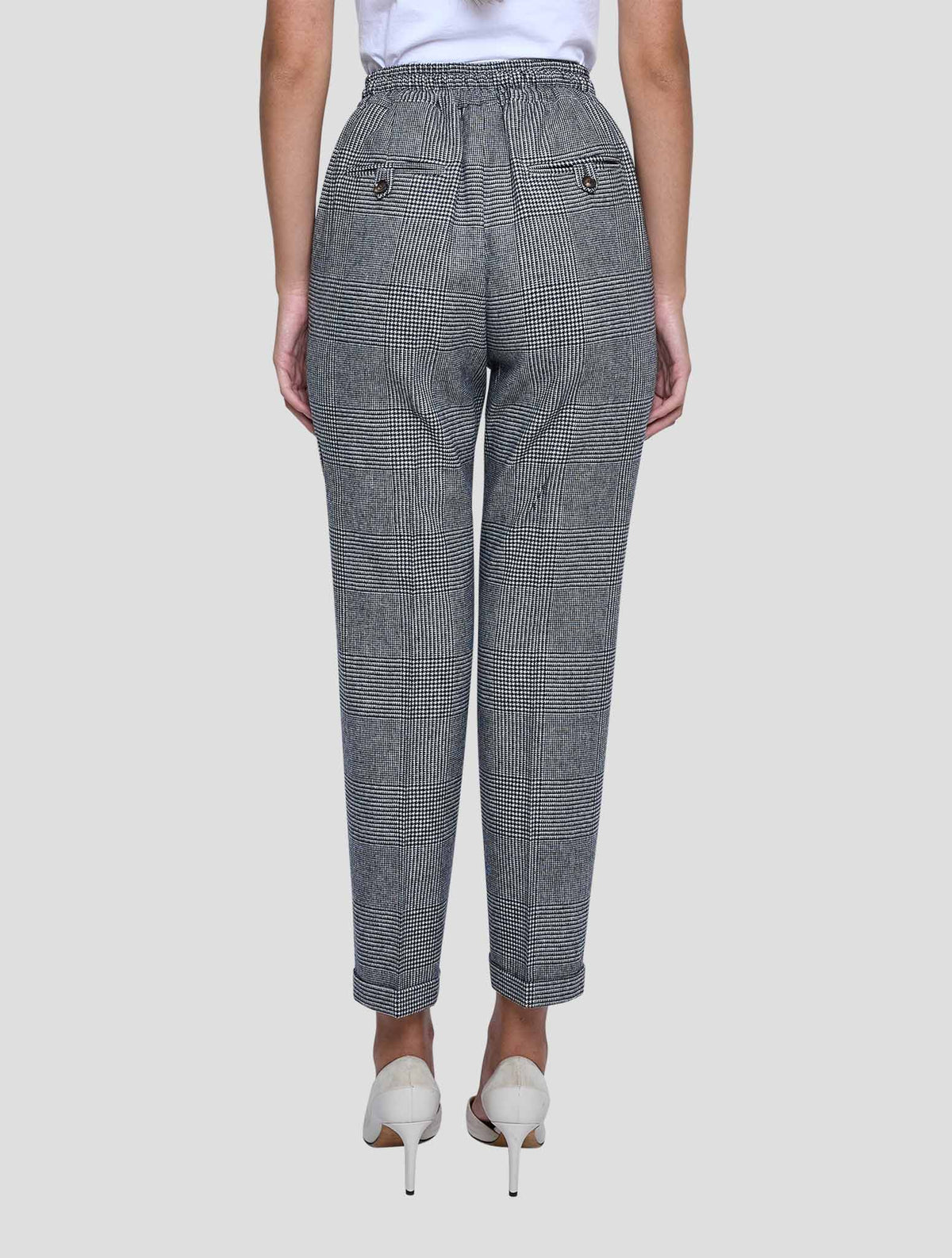 Kiton Black White Virgin Wool Cashmere Pants Women