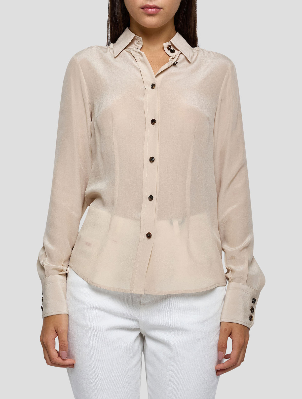 Kiton Beige Silk Shirt Women