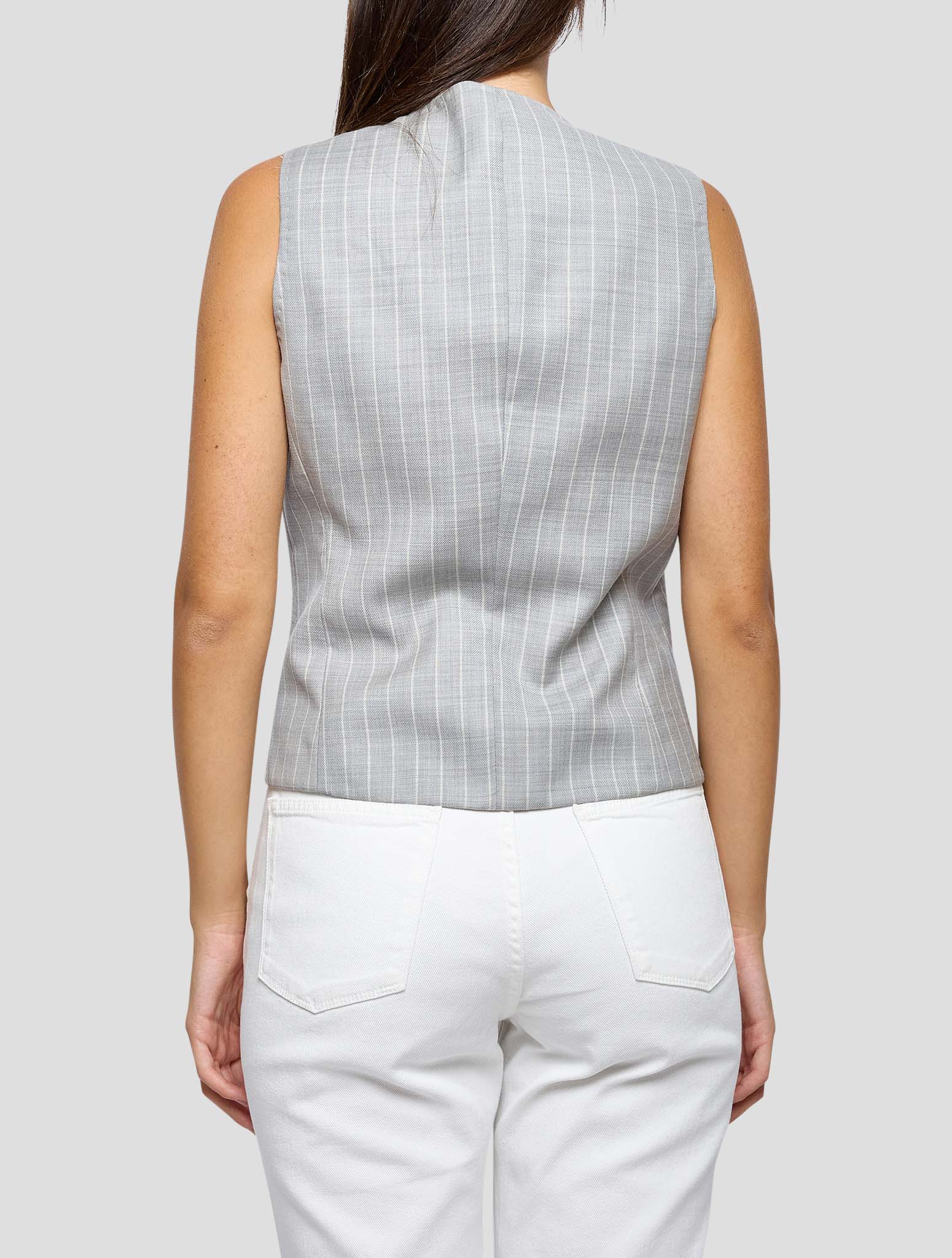 Kiton Gray White Wool Vest Women
