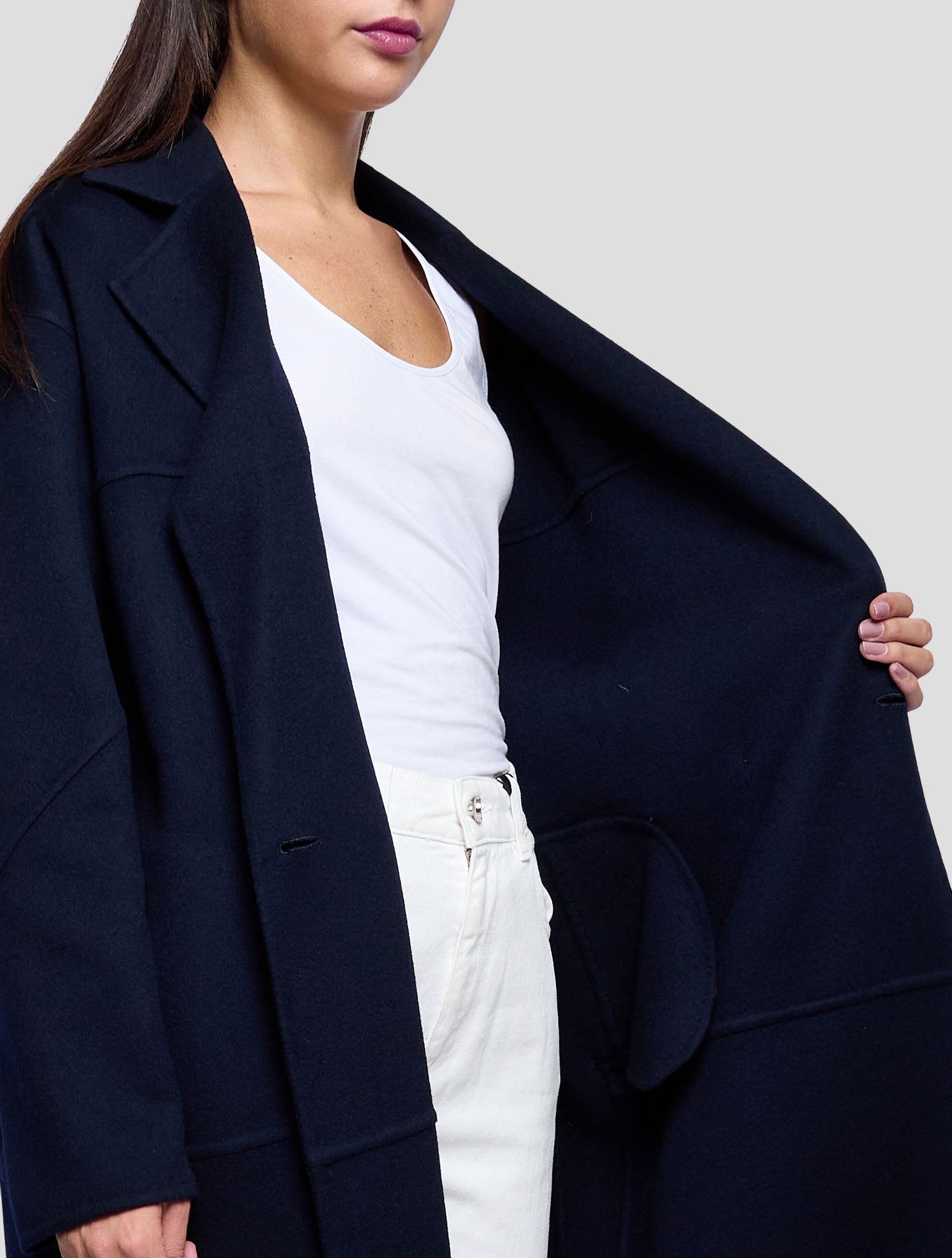 Kiton Blue Cashmere Overcoat Women