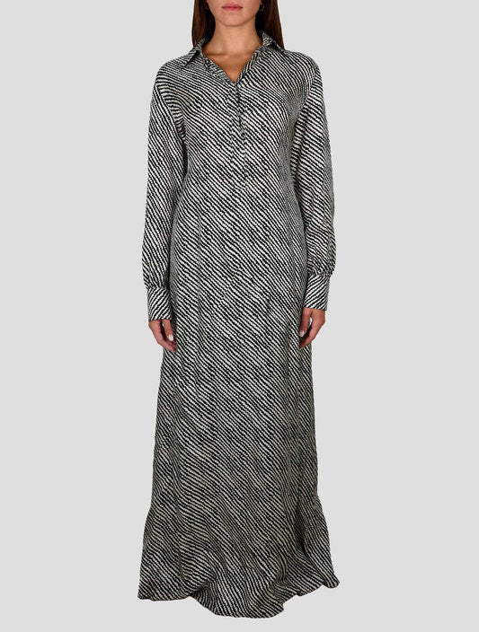 Kiton Black White Silk Dress Women