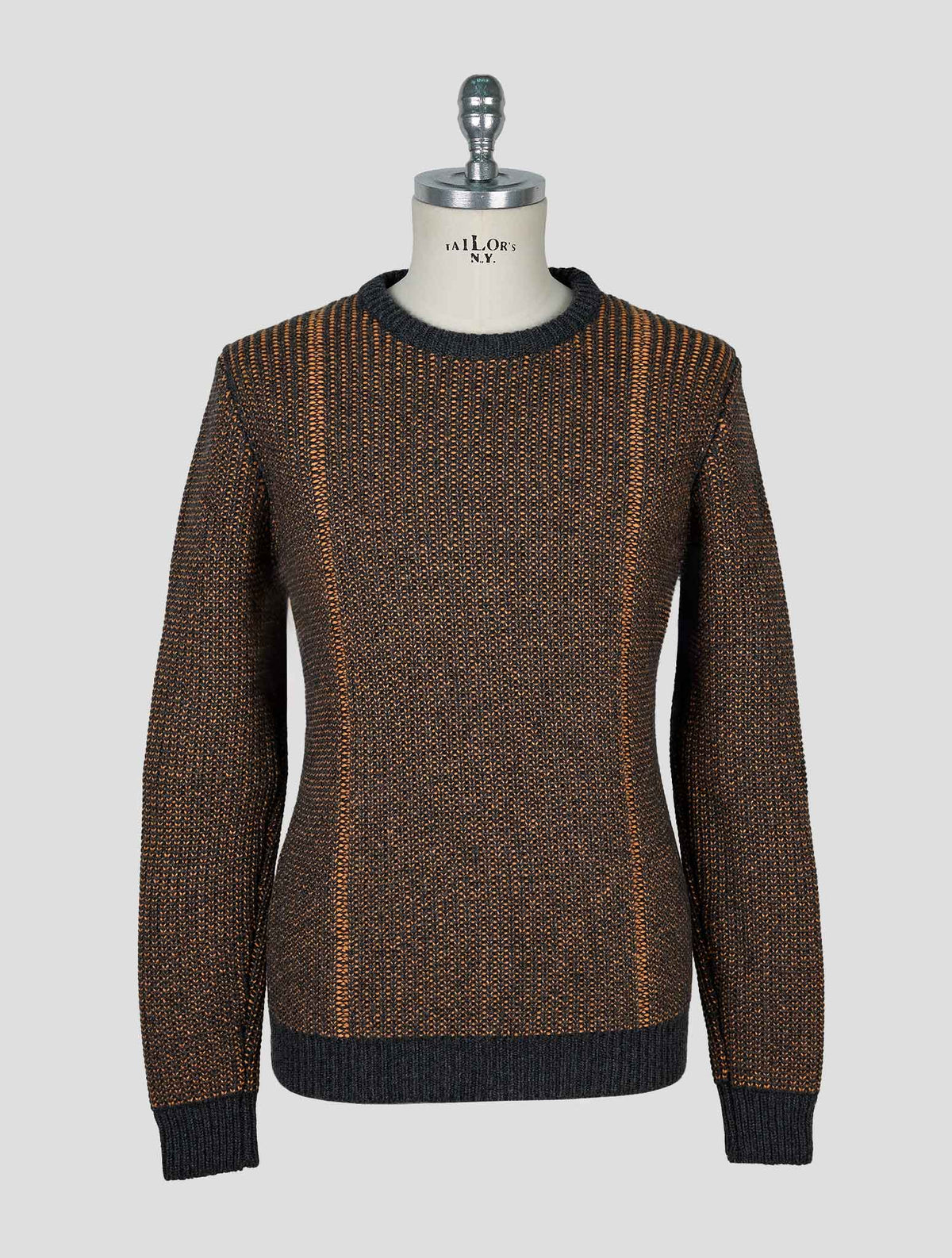 Kiton Orange Gray Cashmere Sweater Crewneck