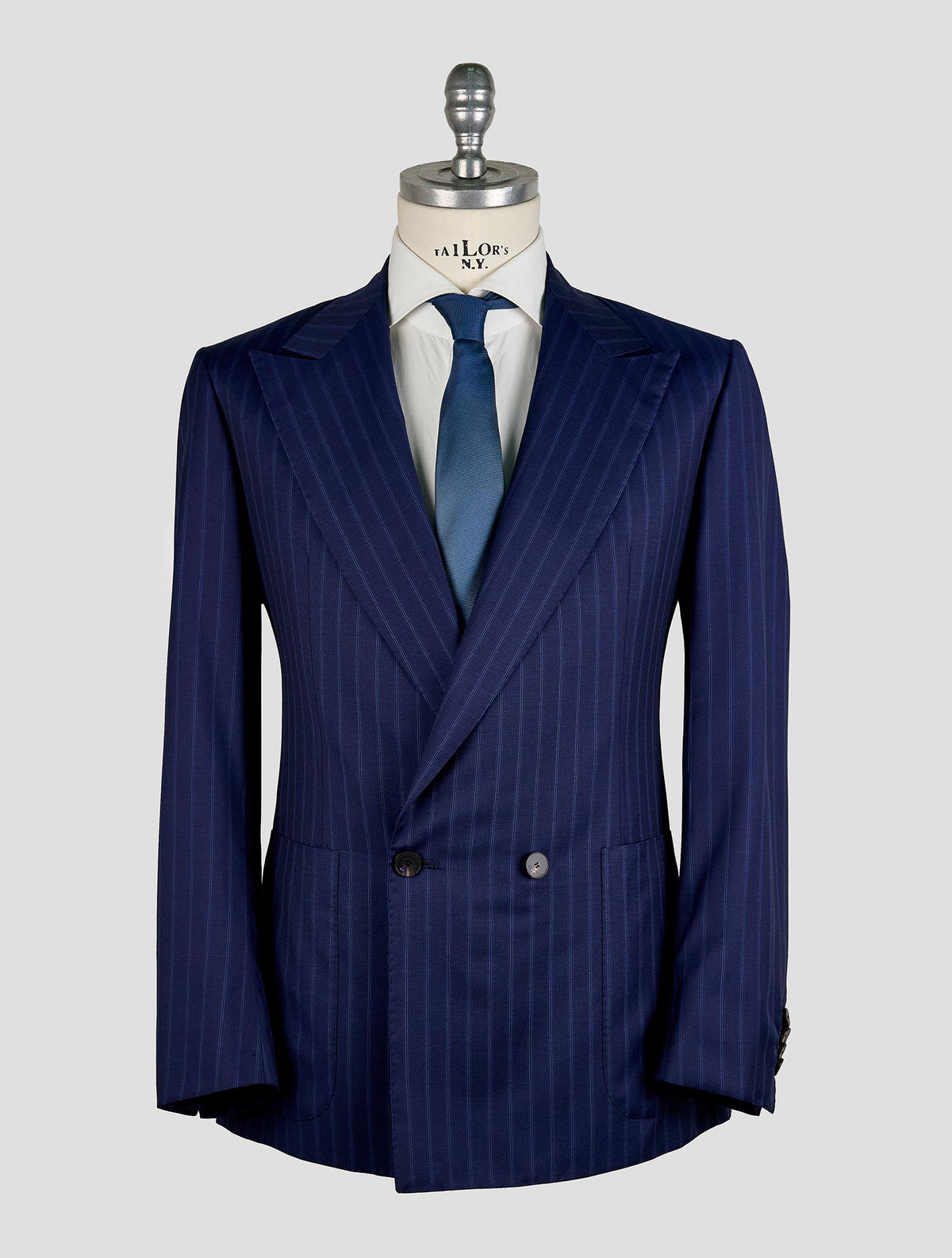 Kiton Knt Blue Virgin Wool Silk Suit