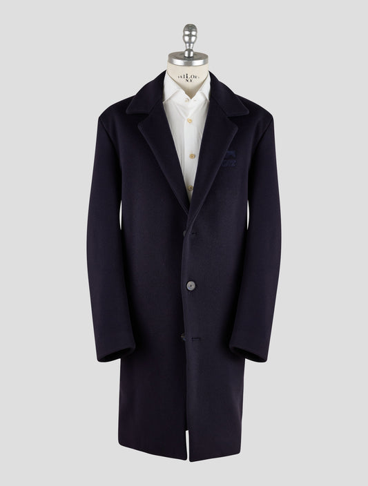 Kiton Knt Dark Blue Virgin Wool Pa Cashmere Overcoat