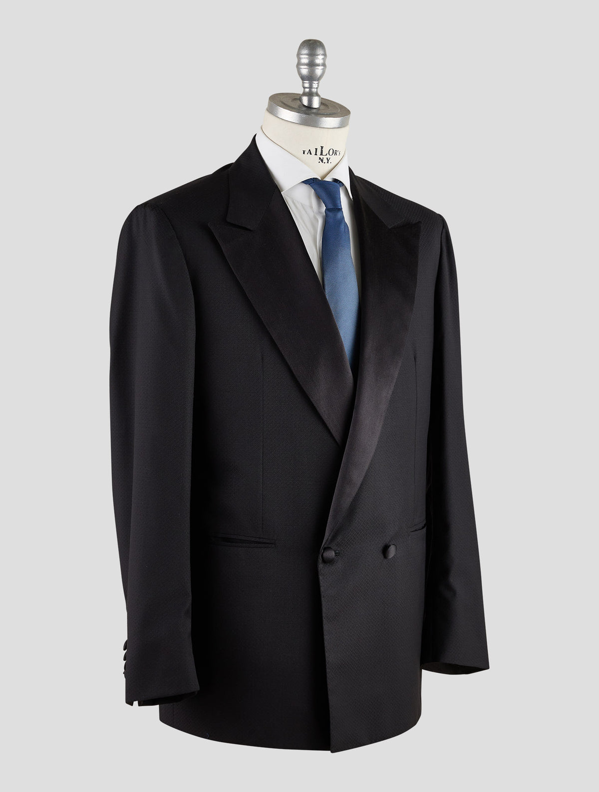 Kiton Knt Black Virgin Wool Silk Smoking Blazer