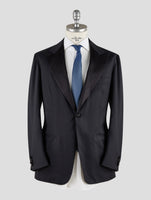 Kiton Knt Black Virgin Wool Silk Smoking Blazer