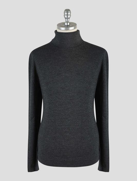 Kiton Knt Dark Gray Virgin Wool Silk Sweater Turtleneck