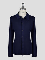 Kiton Knt Dark Blue Virgin Wool Silk Shirt